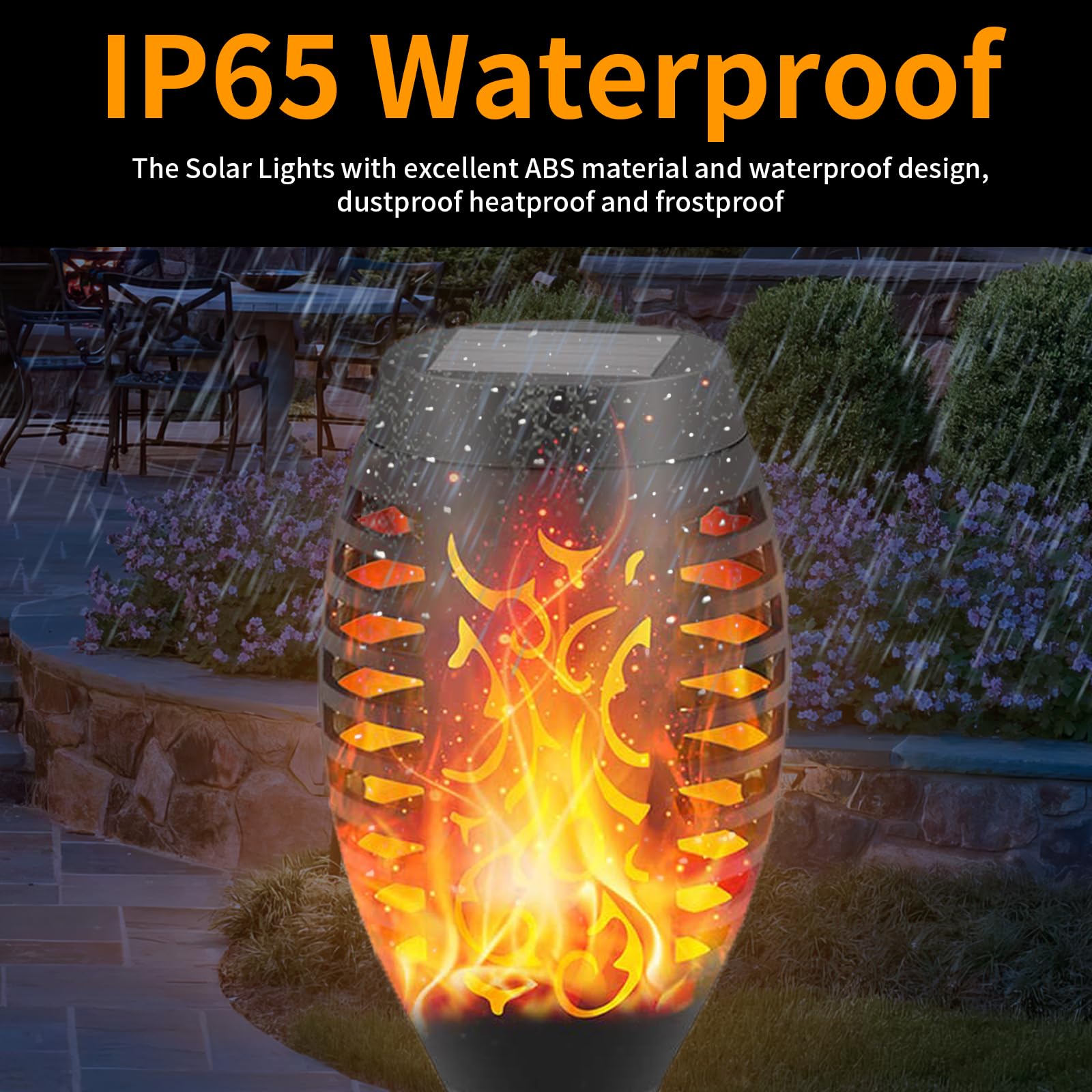 8 Pack Solar Flickering Flame Torch Lights - Waterproof LED Outdoor Solar Lights with Dancing Flame Effect for Garden, Patio, Pathway, and Yard Decoration
