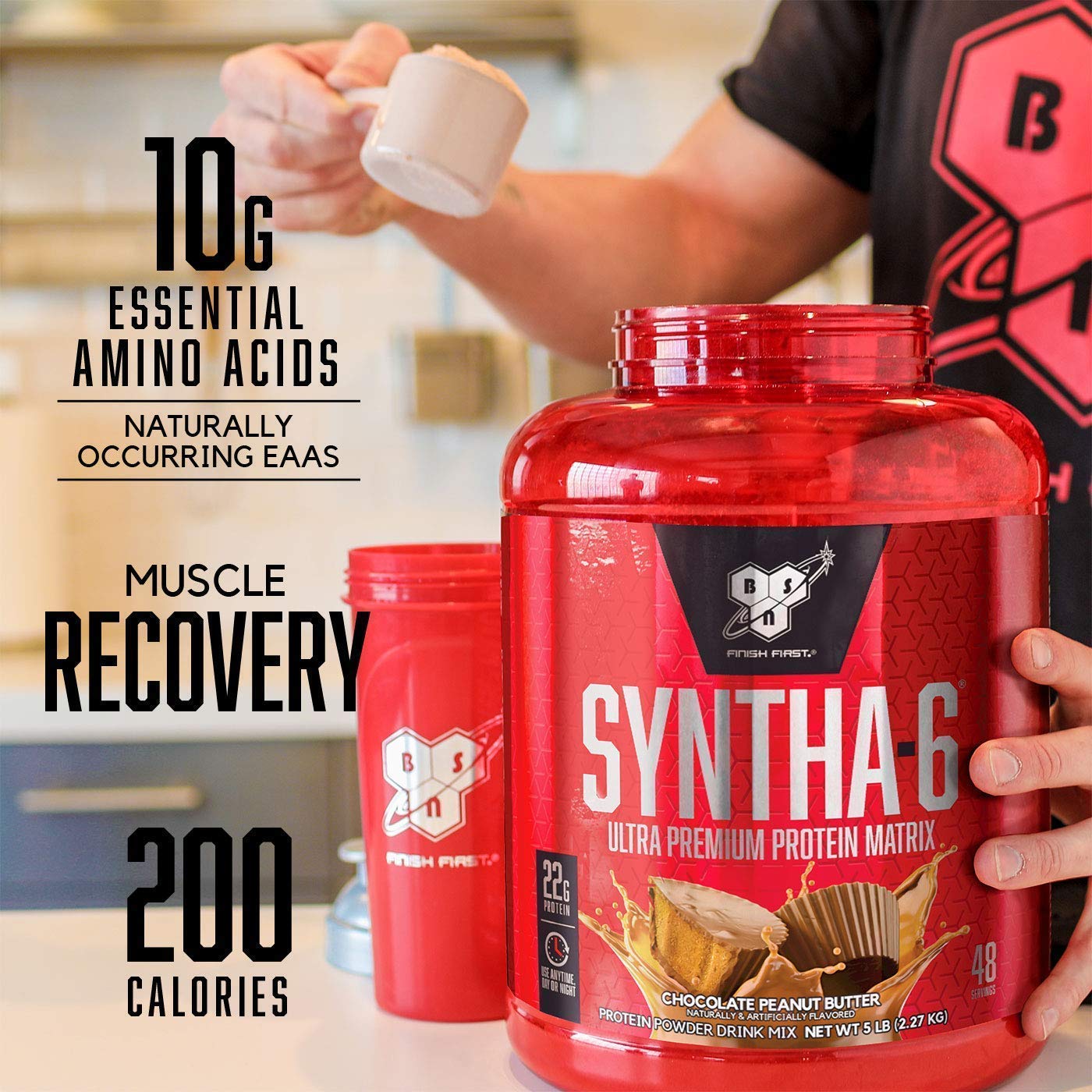 BSN SYNTHA-6 Protein Powder - Vanilla Ice Cream Flavor, 80oz Whey Protein Supplement for Muscle Recovery & Growth | Post-Workout, Meal Replacement, Fitness Nutrition