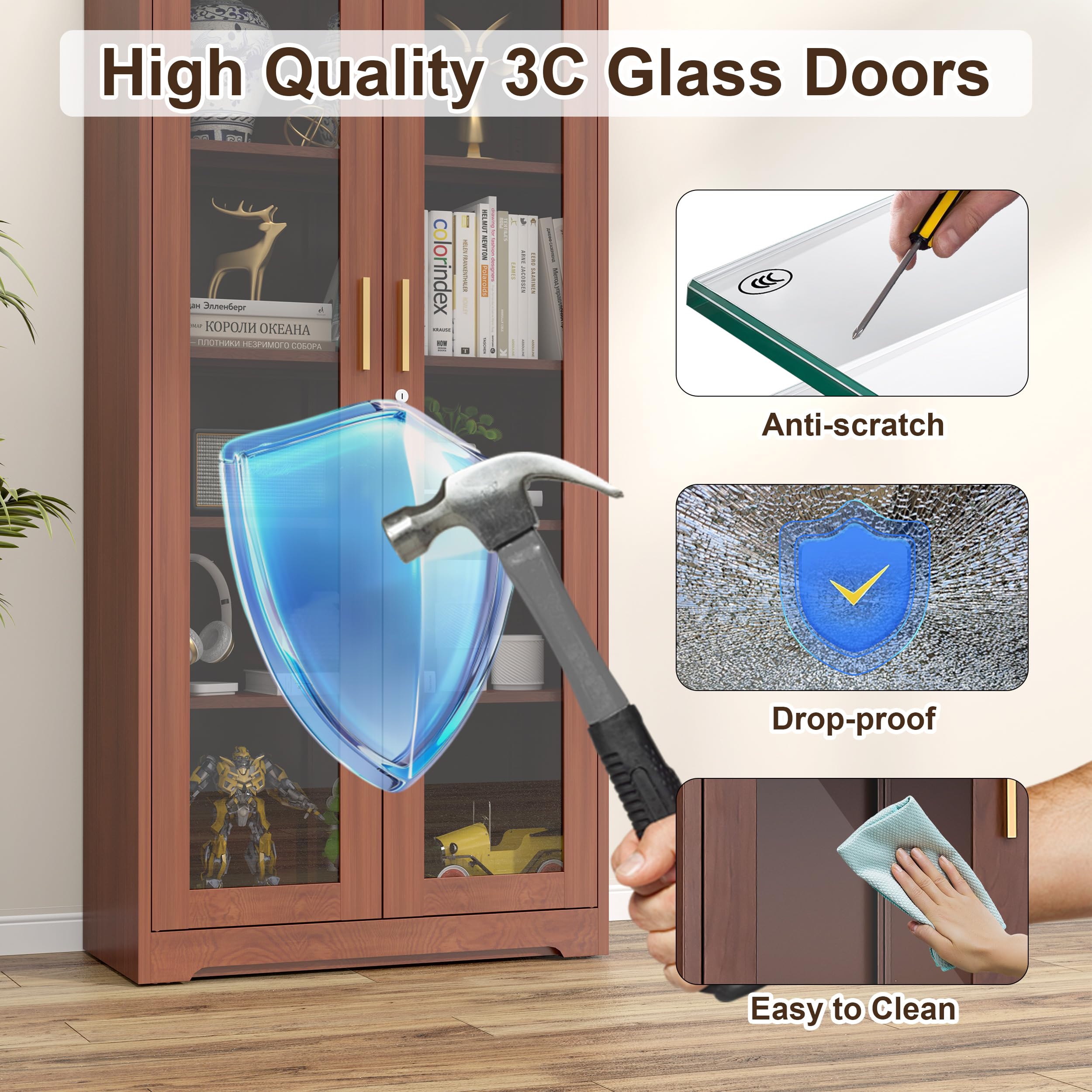 Glass Display Cabinet with Doors - 71