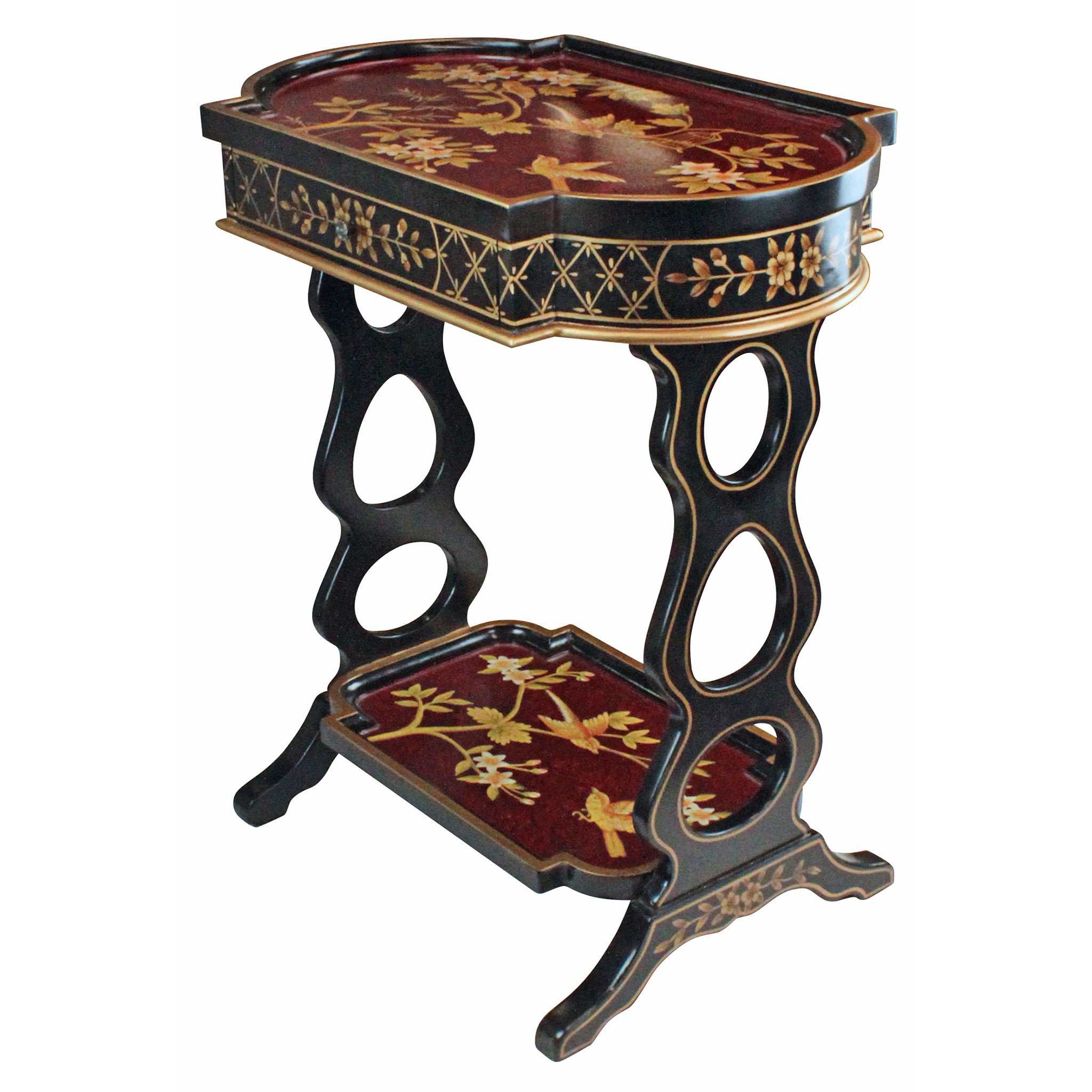 Design Toscano Shanghua Lacquered Side Table - 24x15.5x28 Inch Asian-Inspired Accent Table for Living Room, Bedroom & Patio Decor