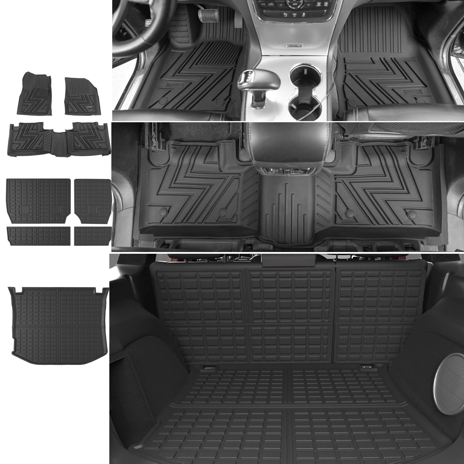 Premium All-Weather Floor Mats & Cargo Liner Set for 2011-2021 Jeep Grand Cherokee - Heavy Duty Trunk Mat, Backrest Protector & Interior Floor Mats - Perfect for Off-Roading, Camping & Daily Commute