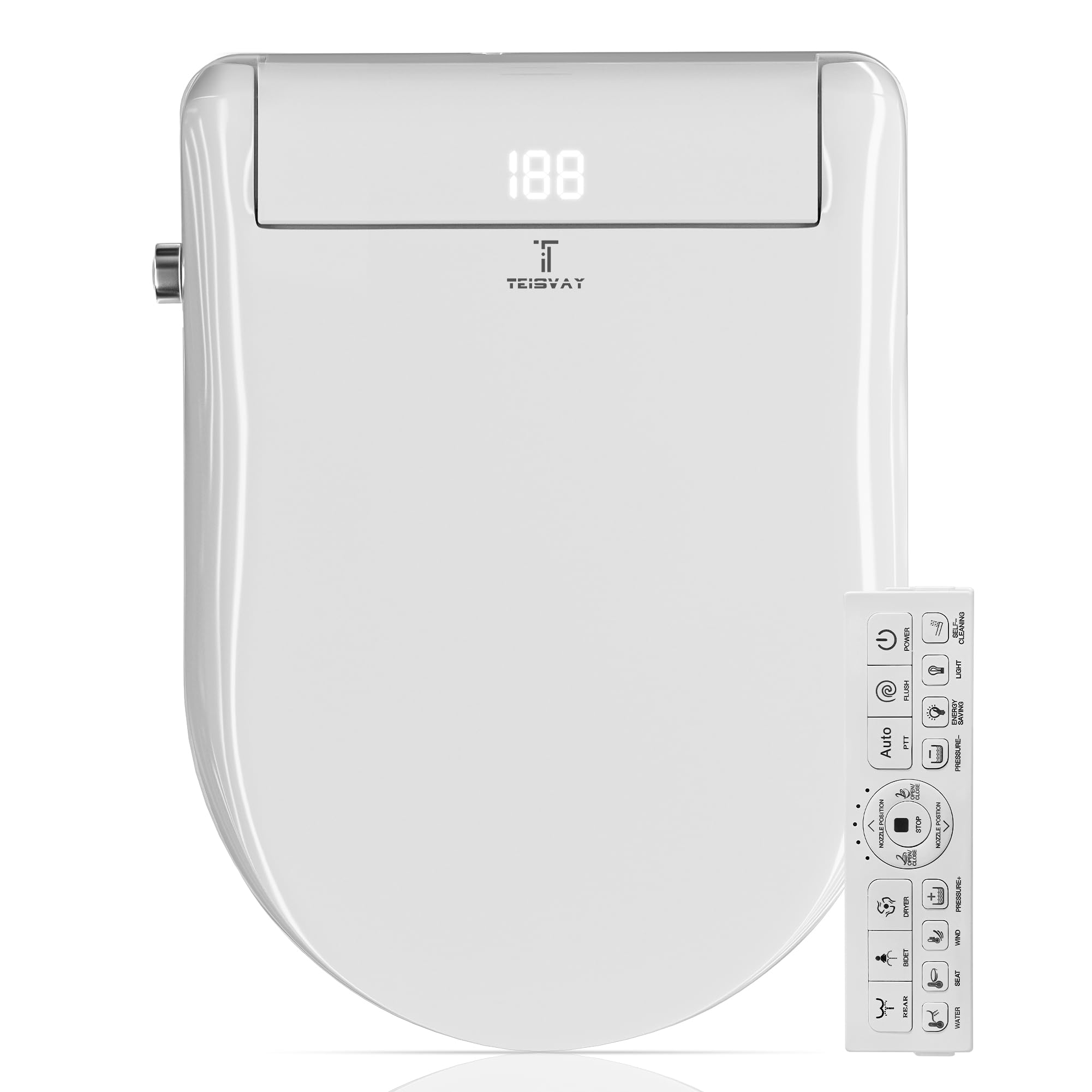 Premium Smart Bidet Toilet Seat with Warm Water Wash, Heated Seat & Air Dryer | Remote Control & Soft Close Lid | Elongated Comfort Fit for 7/8