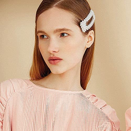 Korean Style 5-Piece Pearl Metal Hair Clips Set - Elegant Plastic Pearl Barrettes Hairpins for Women & Girls (White) | Perfect for Weddings, Parties & Everyday Hairstyles