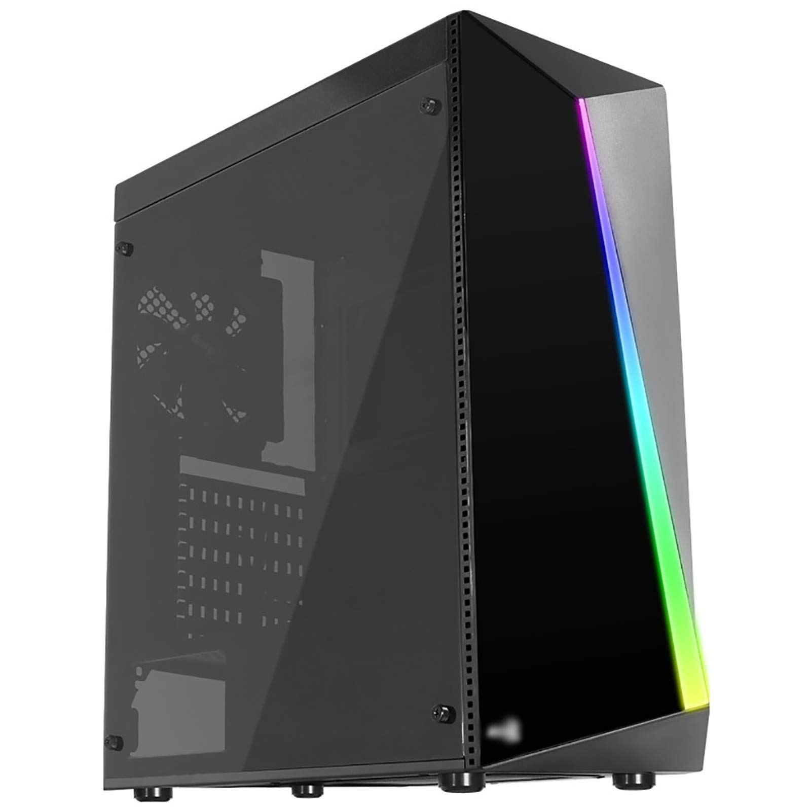 ATX Mid-Tower Gaming PC Case with Tempered Glass Side Panel, USB 3.0/2.0 Ports, RGB Lighting & Water Cooling Support - Perfect for Gaming Rigs & Custom Builds