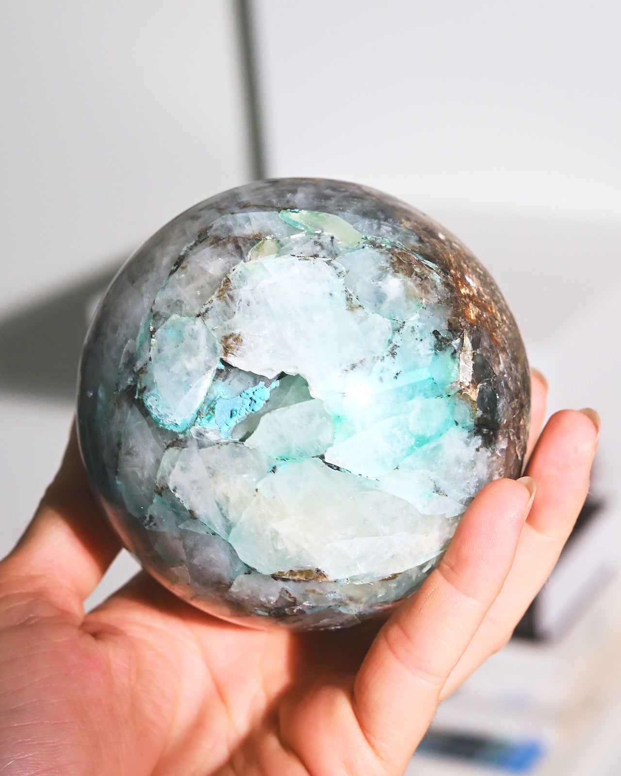 Natural Chrysocolla Sphere 3.5 Inch - Healing Crystal for Meditation, Home Decor & Energy Work | Perfect for Yoga, Reiki & Spiritual Gifts
