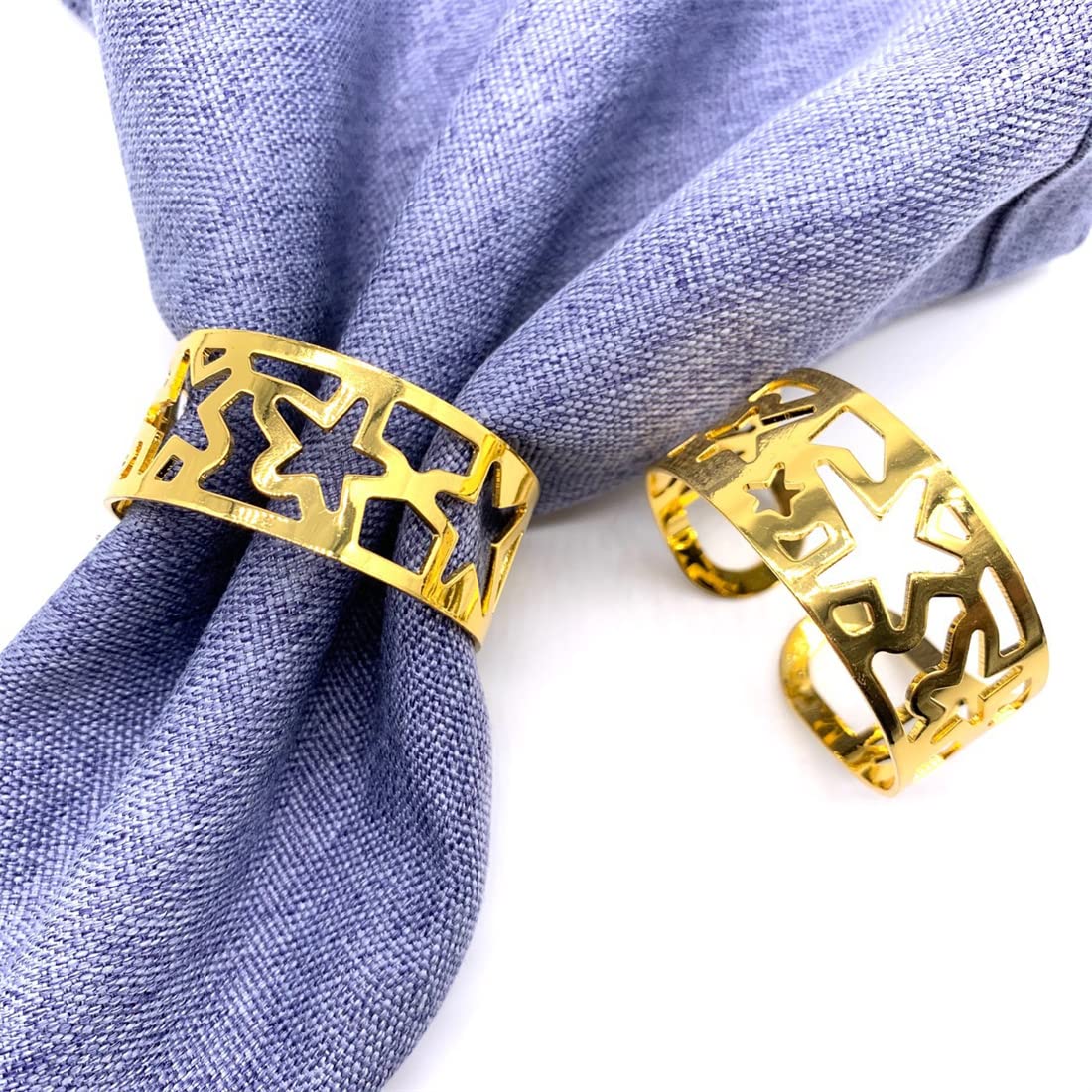 6 Pcs Star Napkin Rings for Wedding & Party Table Decor