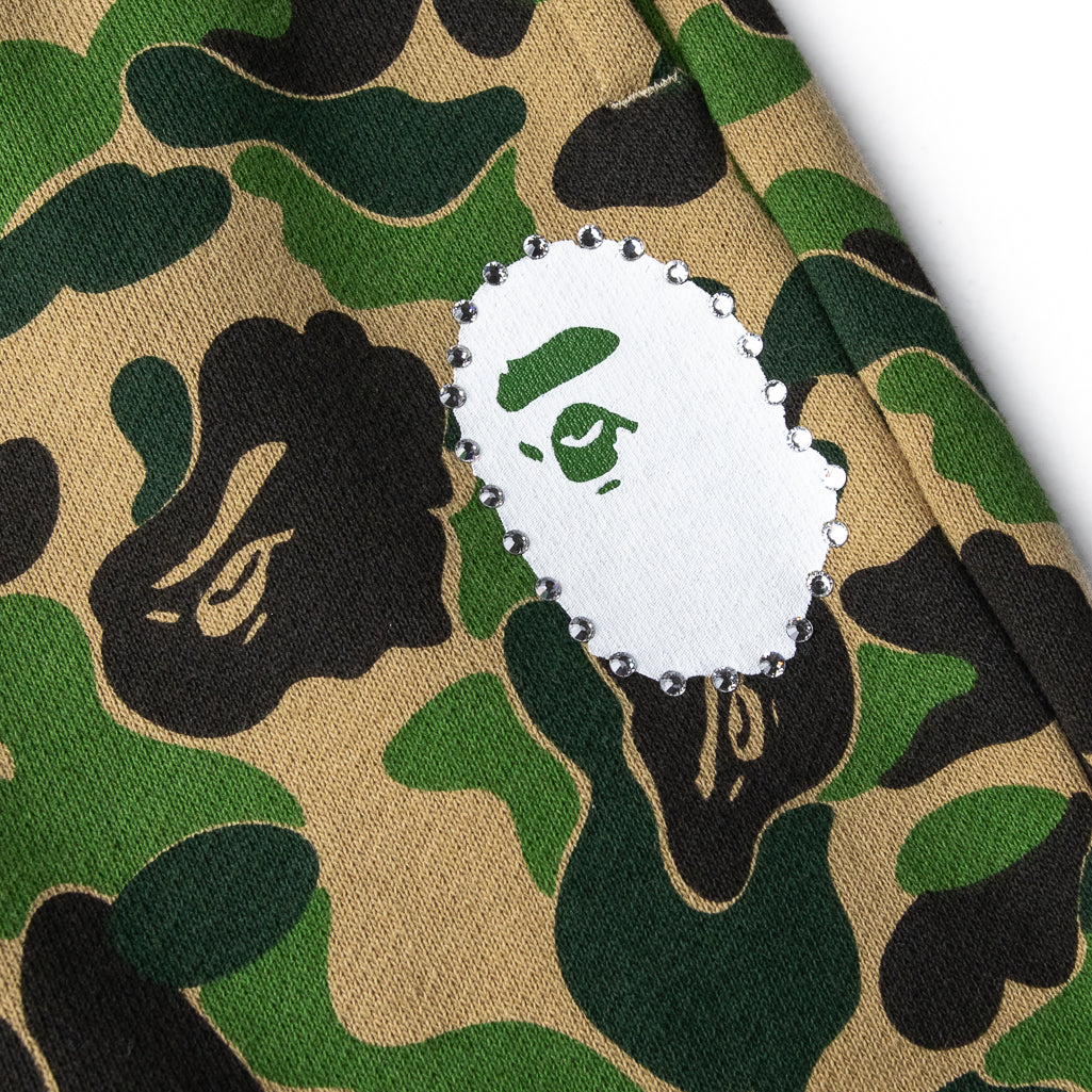 BAPE ABC Crystal Stone Sweatpants for Men - Green Comfortable Joggers with Crystal Embellishments | Perfect for Streetwear, Casual Outfits & Lounge Wear
