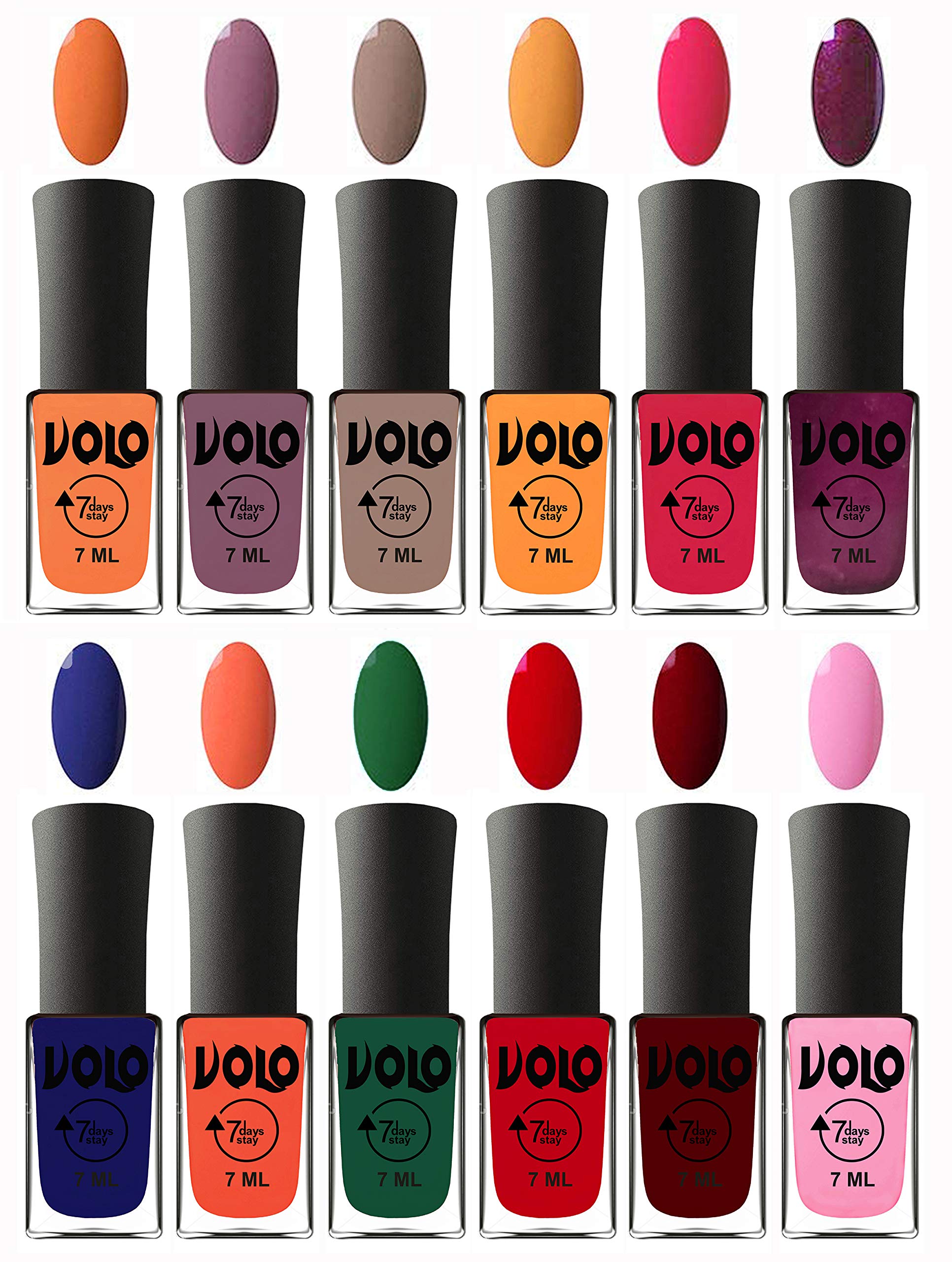 Volo 12-Piece Nail Polish Set for Women & Girls - Long Lasting, Multi-Color Nail Paints - Perfect for Manicures, Pedicures, and DIY Nail Art at Home