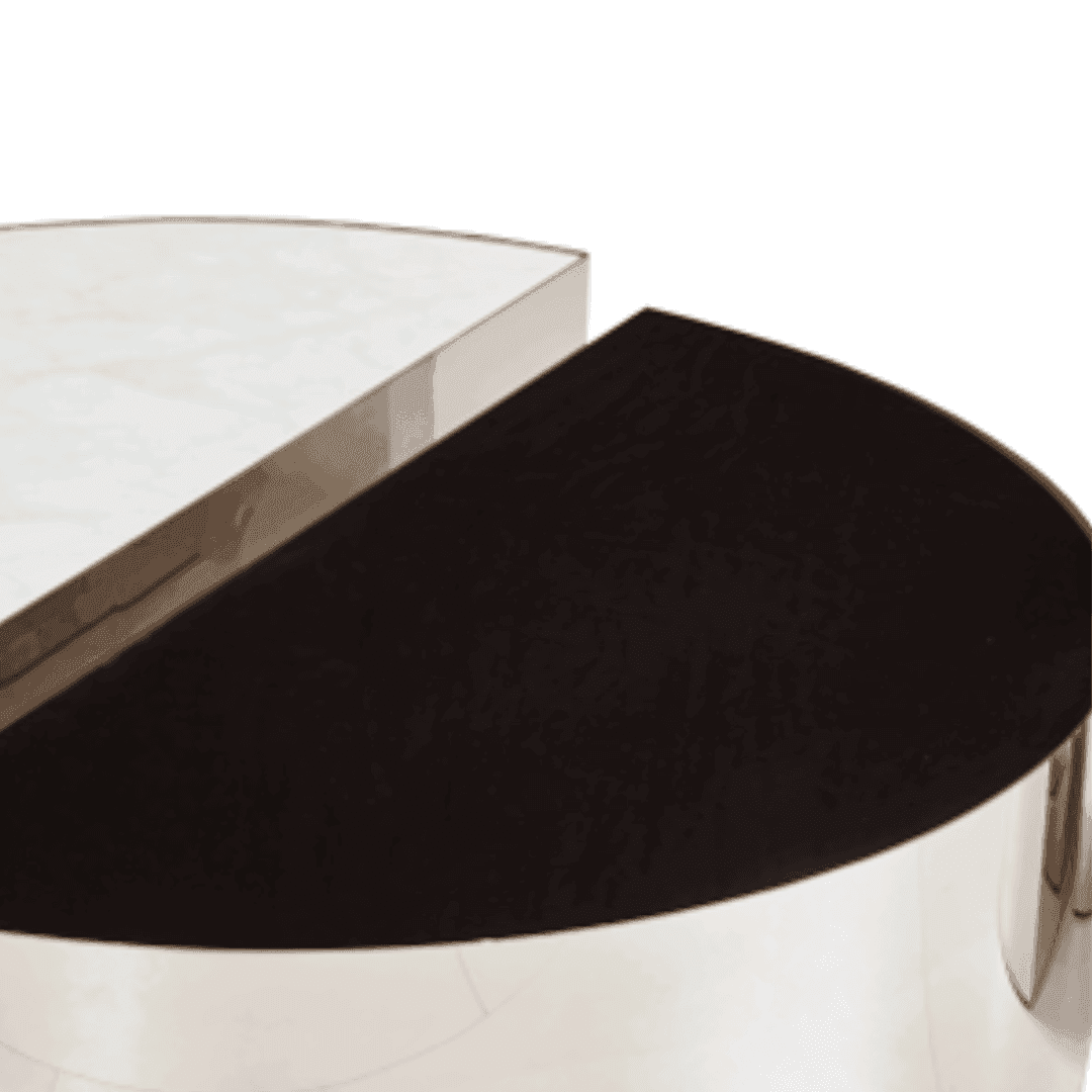 Guido Cultured Marble Nesting Coffee Table Set - Modern Side Table for Living Room, Bedroom & Office - Space Saving Nesting Tables with Elegant Marble Finish