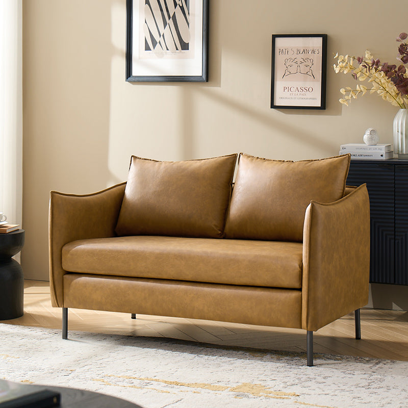 Modern Industrial Loveseat with PU Leather - Stylish Small Sofa for Living Room, Office or Lounge - Comfortable Two-Seater Couch for Home Decor
