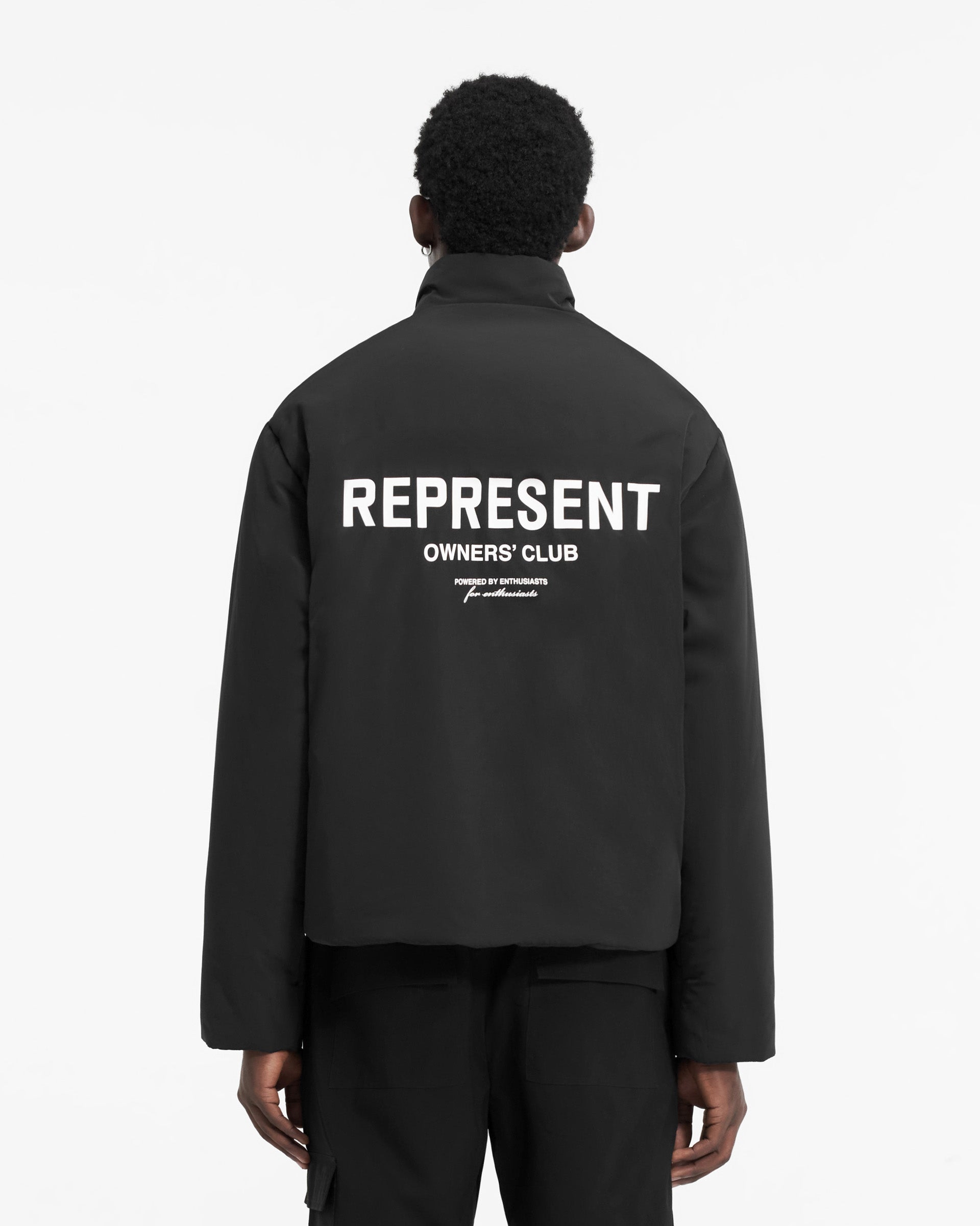 Represent Owners Club Wadded Jacket - Premium Black Puffer Coat for Men | Winter Outerwear for Urban Streetwear & Cold Weather Fashion