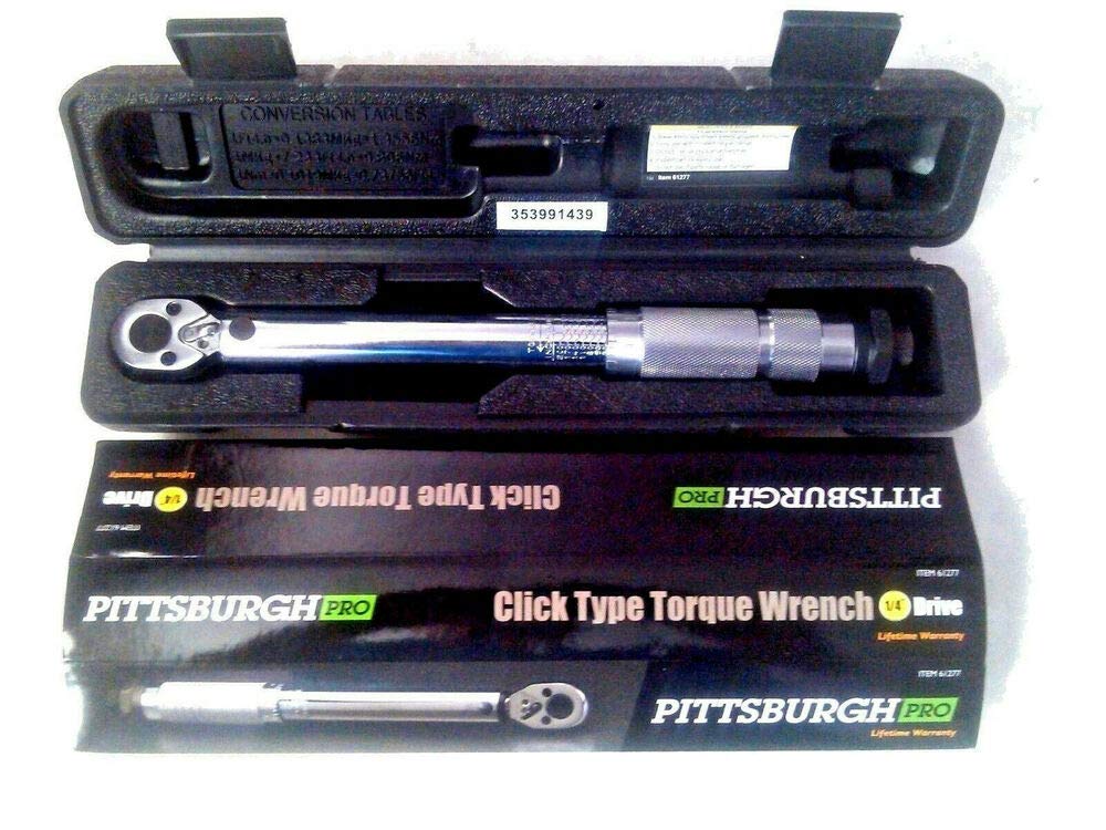 Pittsburgh Pro 1/4 Inch Drive Reversible Click Torque Wrench - Precision Tool for Automotive Repair, DIY Projects & Mechanical Work - Perfect for Tightening Bolts, Lug Nuts & Engine Components