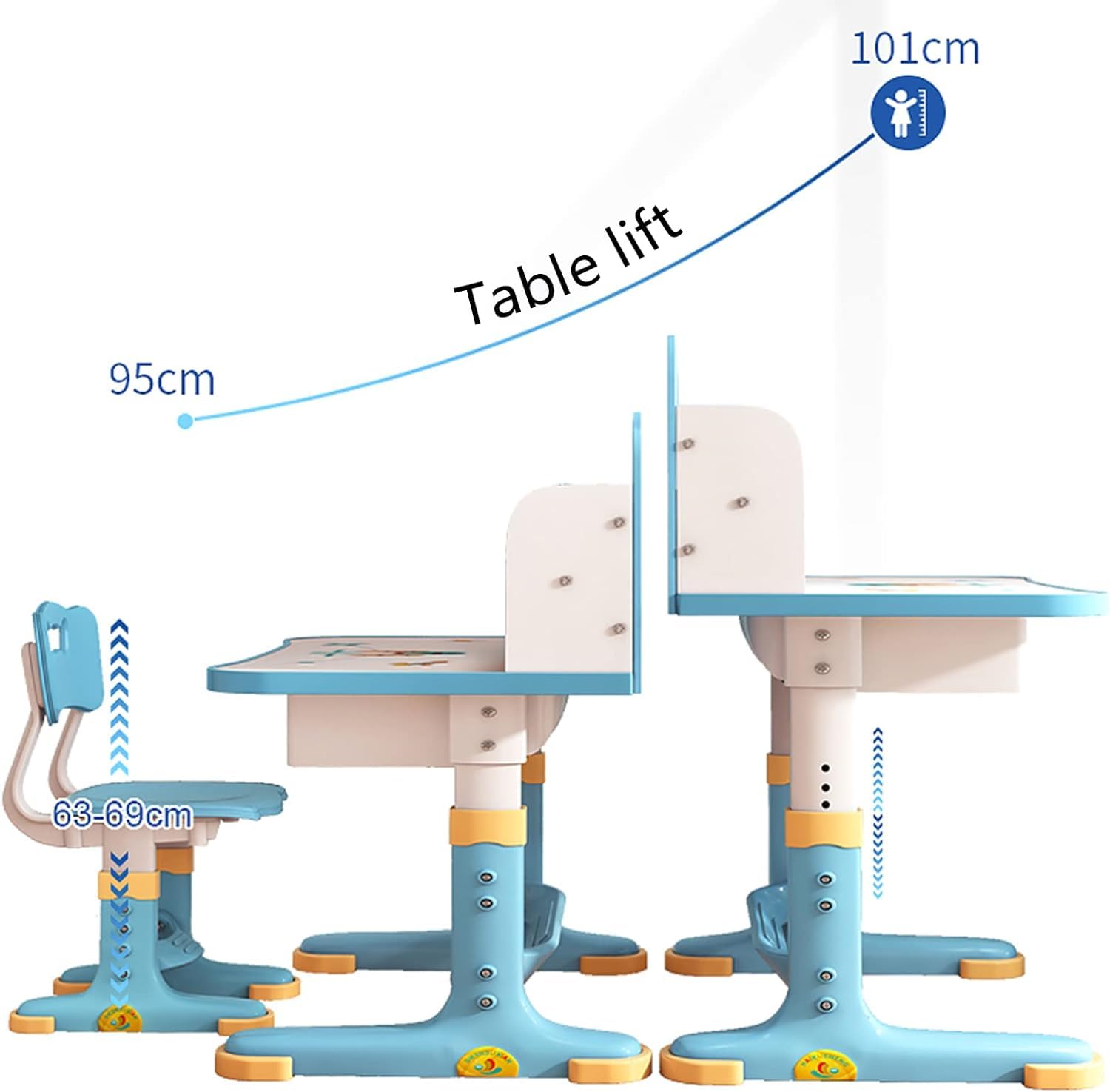 Adjustable Kids Table and Chair Set - Ergonomic Study Desk for Toddlers 3-15 Years with Drawers & Footrest - Perfect for Boys & Girls Learning, Drawing, and Playtime Activities