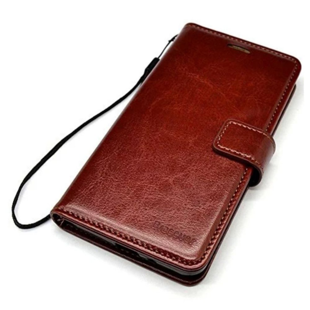 Premium Leather Flip Wallet Case for iPhone 7/8 with Card Slots, Kickstand & Magnetic Closure - Tan | Business Travel & Everyday Use Protective Phone Cover