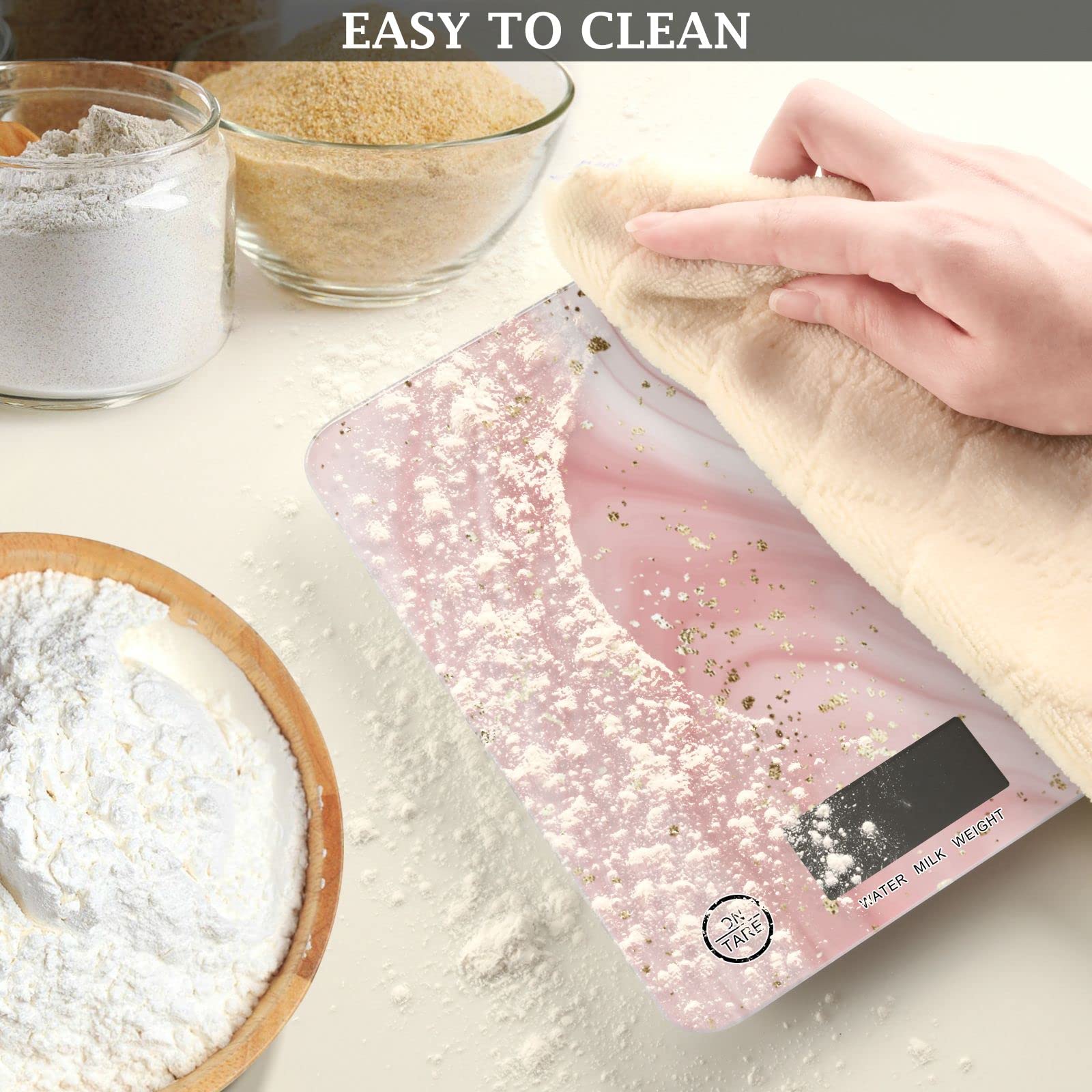 MNSRUU Digital Kitchen Scale - Rose Pink Gold Marble Food Scale for Baking, Cooking & Weight Loss | Precise Measurements in Ounces & Grams | Perfect for Meal Prep, Portion Control & Healthy Eating