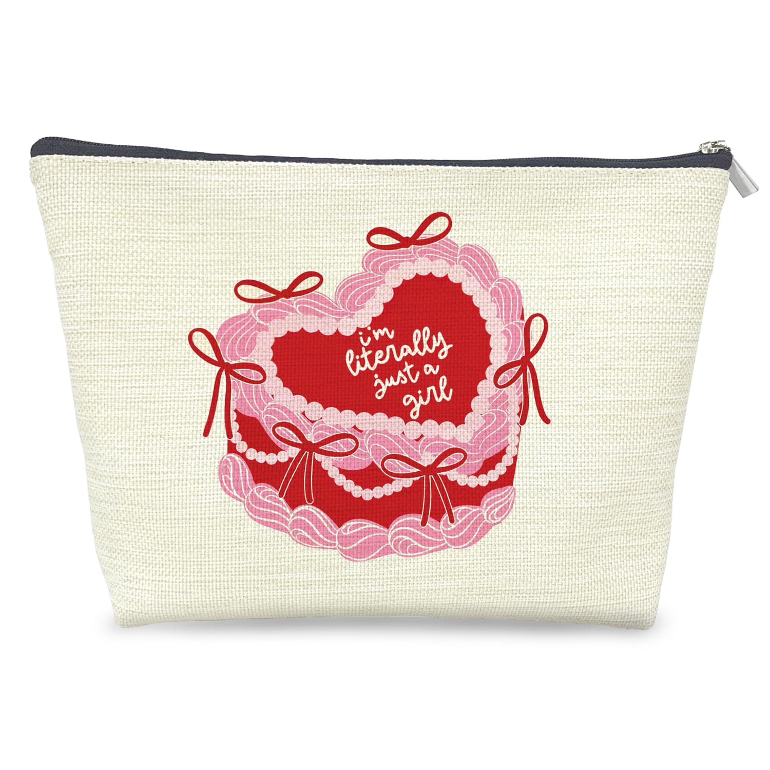 Coquette Heart Makeup Bag | Pink Bow Cosmetic Pouch | Preppy Vanity Organizer | Cute Travel Toiletry Case for Women | Perfect for School, Gym & Weekend Getaways