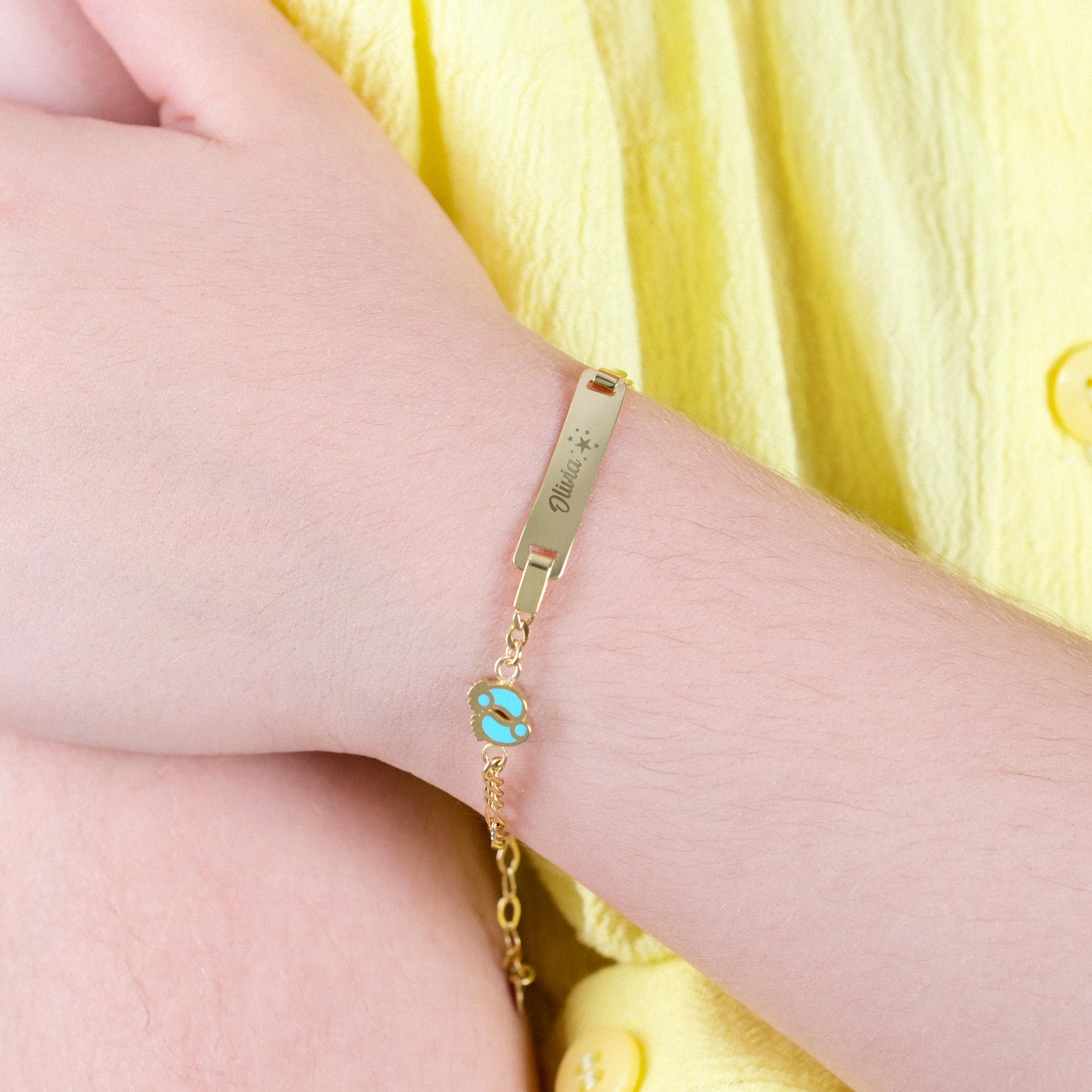 14K Solid Gold or Gold Plated Baby ID Bracelet with Footprint - Personalized Newborn Name Bracelet - First Birthday Gift for Baby Girl or Boy - Perfect for Christening, Baby Shower & Special Occasions