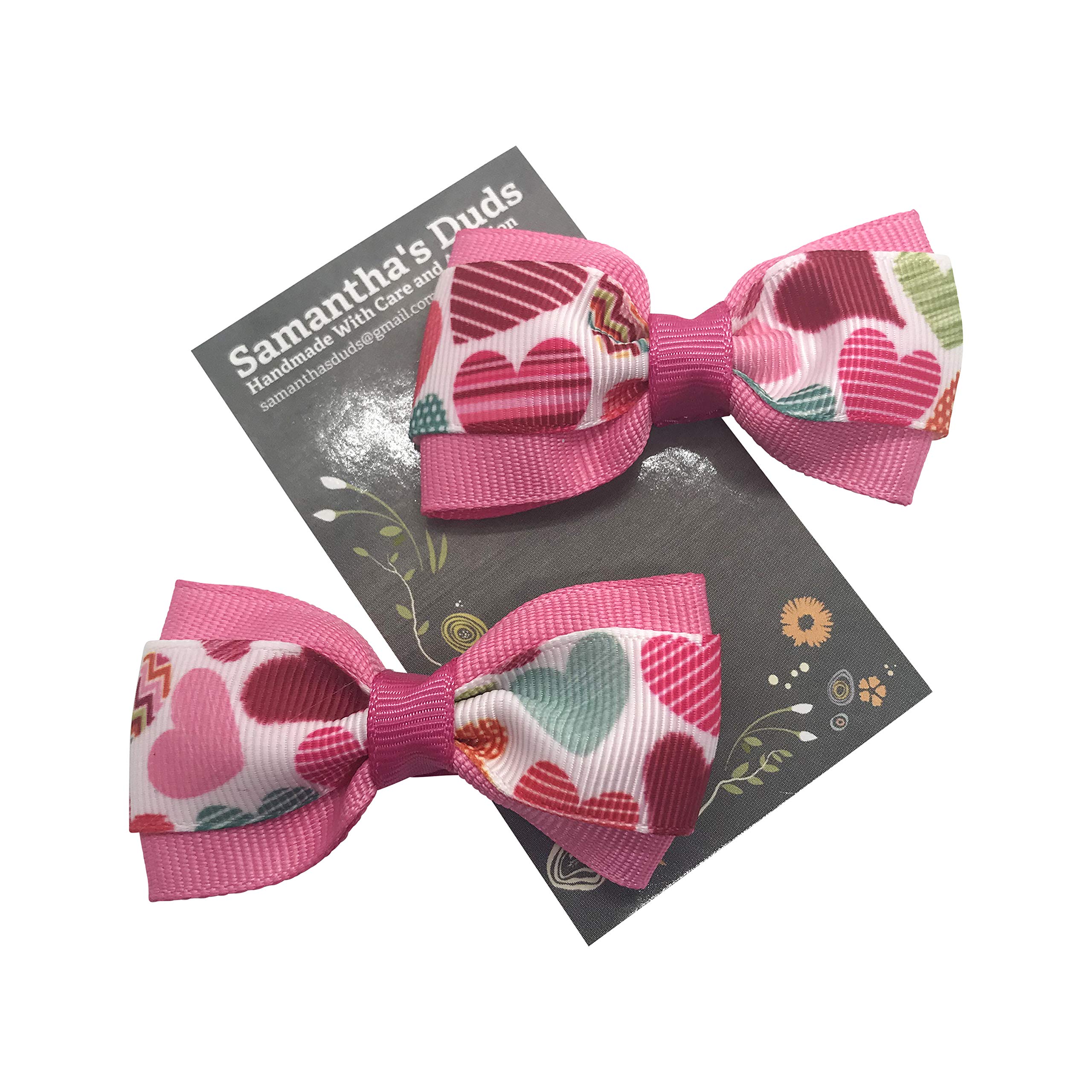 Valentine's Day Heart Hair Bows for Girls - 6 Pack Cute Toddler Hair Accessories for Pigtails, Ponytails & Braids - Perfect for Valentine's Gifts, Birthday Parties & School Events
