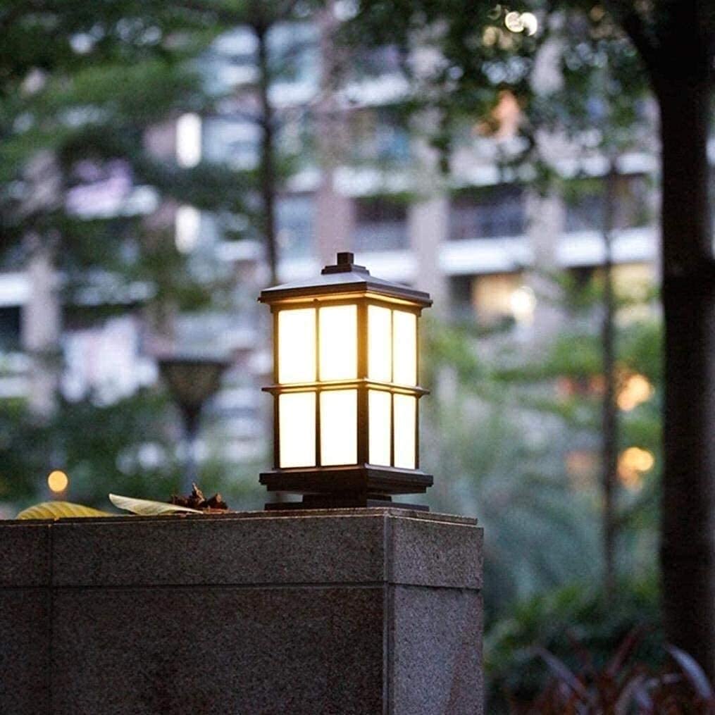 Japanese Style Traditional Outdoor Post Light - IP55 Waterproof Aluminum Column Lamp for Gate, Garage, Porch, Pathway, Patio & Yard - E27 Exterior Pillar Lantern - Perfect for Villa, Garden & Landscape Lighting Decorations