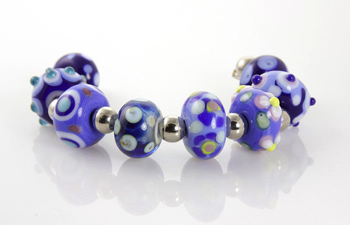 Handmade Blue Blend Lampwork Glass Beads for Jewelry Making - DIY Necklace, Bracelet & Earring Craft Supplies - Perfect for Boho, Beach & Wedding Accessories