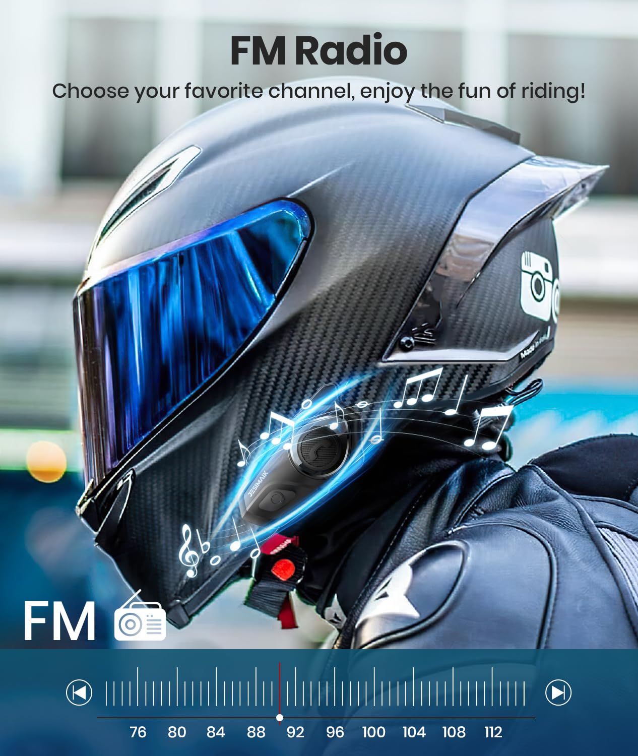 Motorcycle Helmet Bluetooth Headset - 2000M Range, 10 Rider Intercom System with Noise Cancellation | Hands-Free Communication, Stereo Music & Helmet Radio | 2 Pack Motorcycle Accessories for Group Rides & Long-Distance Touring