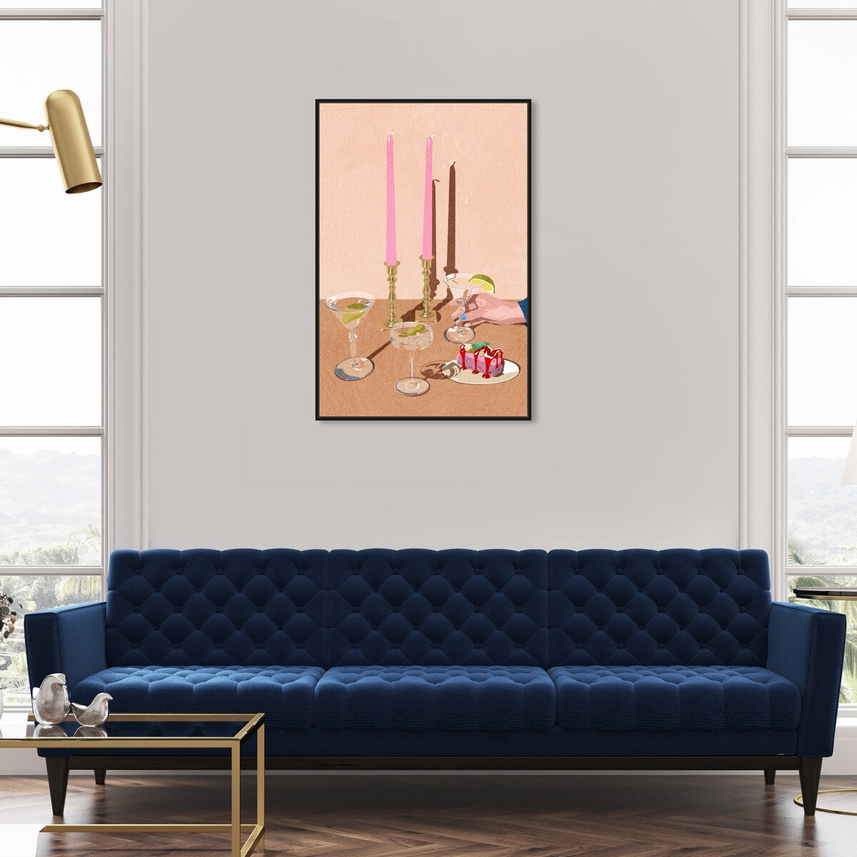 Elegant Pink Framed Canvas Wall Art Print - Modern Dessert & Drink Theme for Dining Room Decor | Perfect for Kitchen, Living Room, and Home Decoration