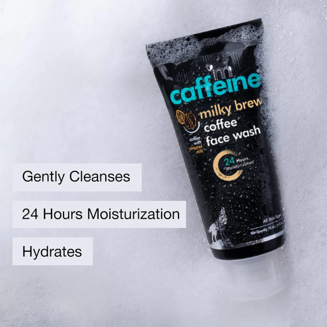 mCaffeine Milk & Coffee Face Wash for Dry Skin - Almond Milk & Shea Butter Cleanser for Men & Women | 100% Vegan, Natural Daily Face Wash (75 ml) | Perfect for Morning & Night Skincare Routine