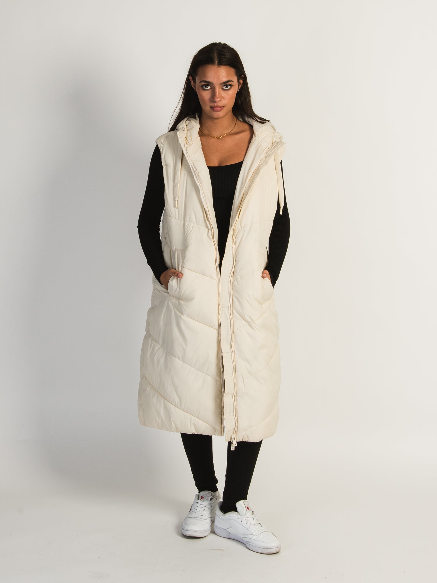 B.YOUNG BOMINA Long Hooded Puffer Vest for Women - Winter Warm Quilted Jacket with Pockets | Outdoor Activities, Hiking & Casual Wear