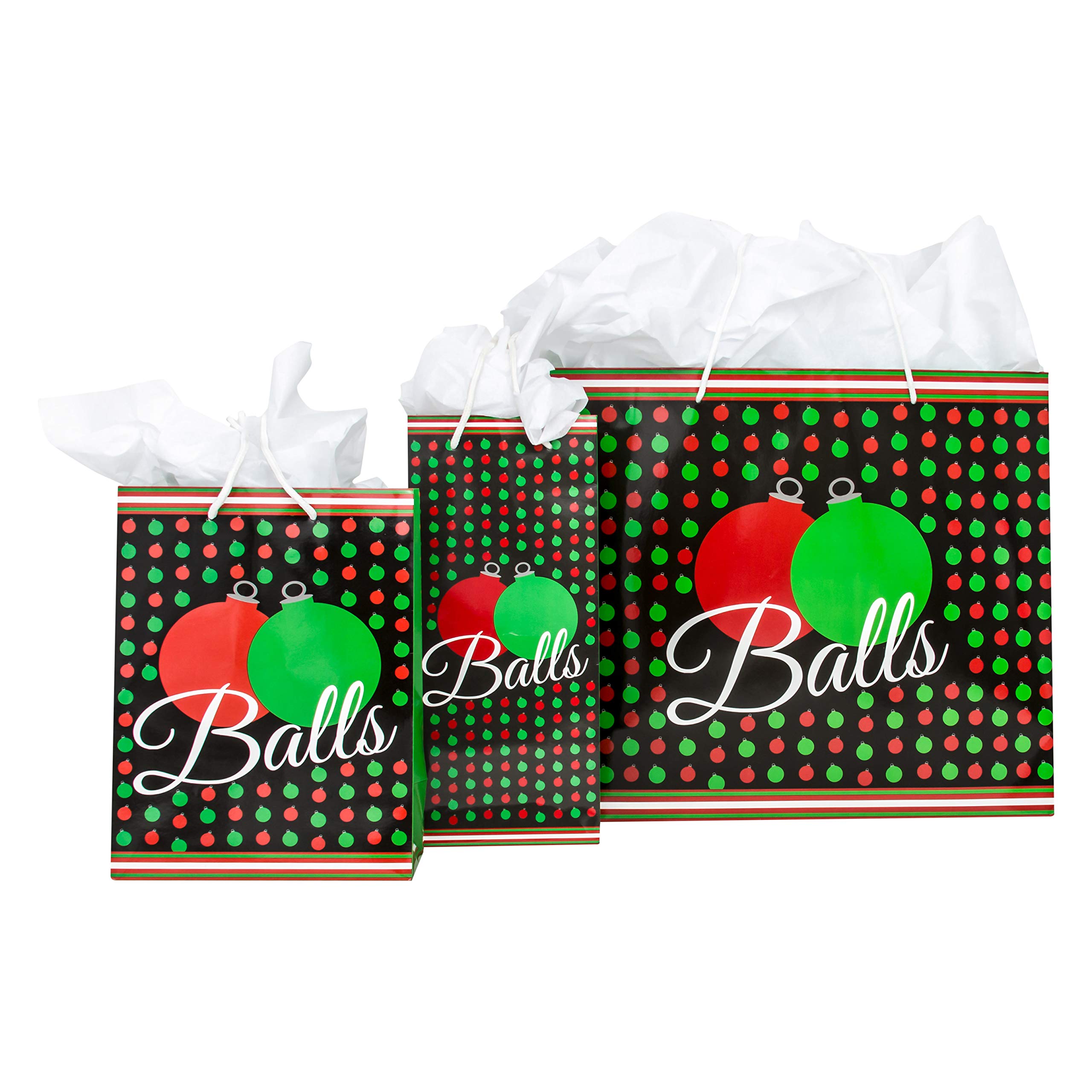 Festive Christmas Gift Bags 3-Pack - Assorted Holiday Prints (Red/Green/Gold) for Present Wrapping, Party Favors & Stocking Stuffers
