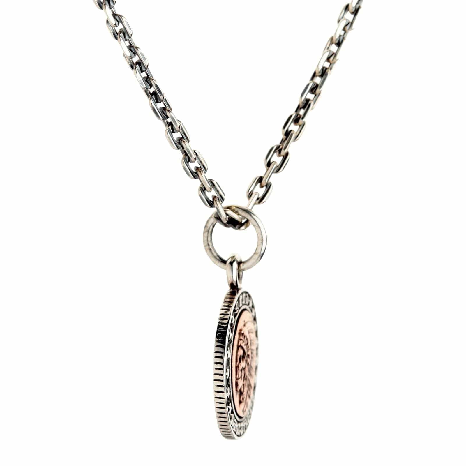 Authentic Indian Liberty Coin Sterling Silver Skull Pendant Necklace - Vintage Gothic Jewelry for Men & Women - Perfect for Punk Fashion, Biker Style & Unique Gift Giving