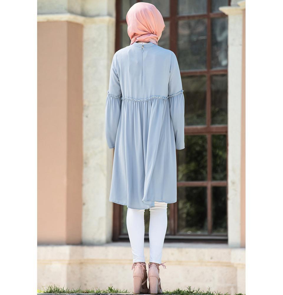 Abaci Modest Tunic TNK10956 Light Blue - Women's Flowy Casual Top for Summer, Beach & Everyday Wear