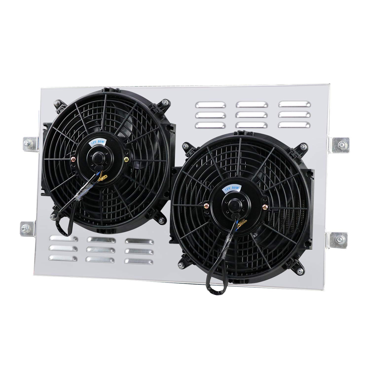 High-Performance CoolingCare Aluminum Radiator Shroud with Dual 10-Inch Fans for Jeep Scrambler CJ5 CJ6 CJ7 3.8L-5.0L (1972-1983 Models) - Perfect for Off-Roading & Engine Cooling