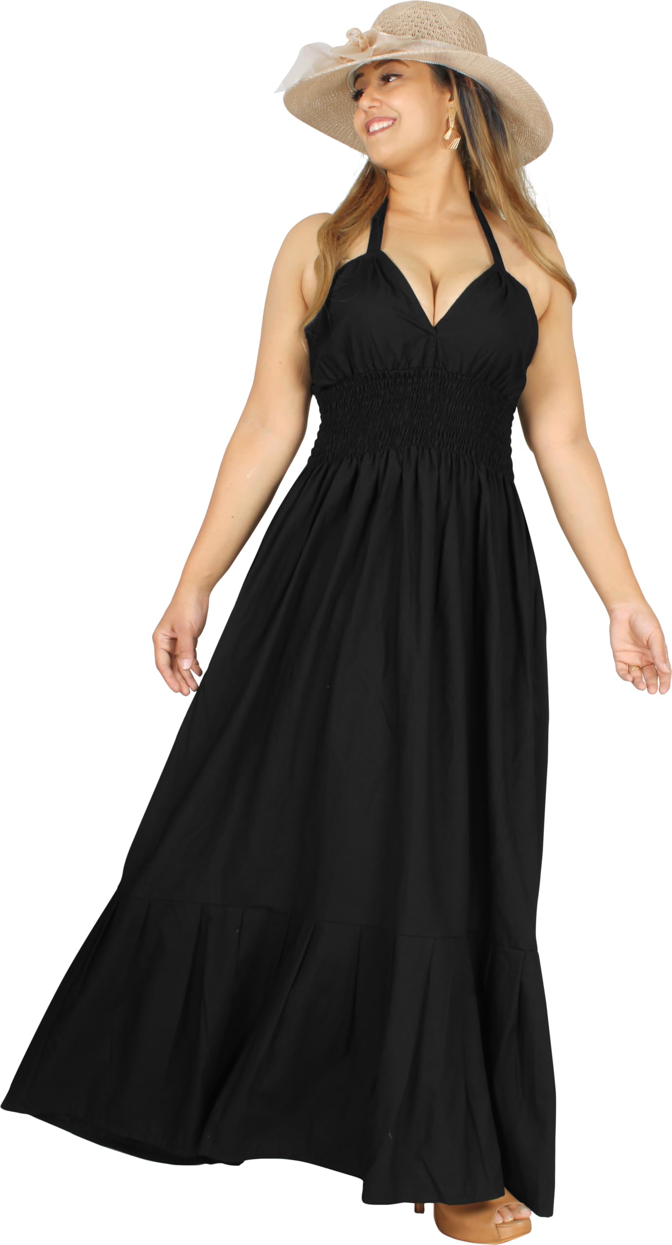 Happy Bay Women's Casual Sleeveless Tube Dress - Flowy Maxi Dress for Summer, Beach, and Party Wear