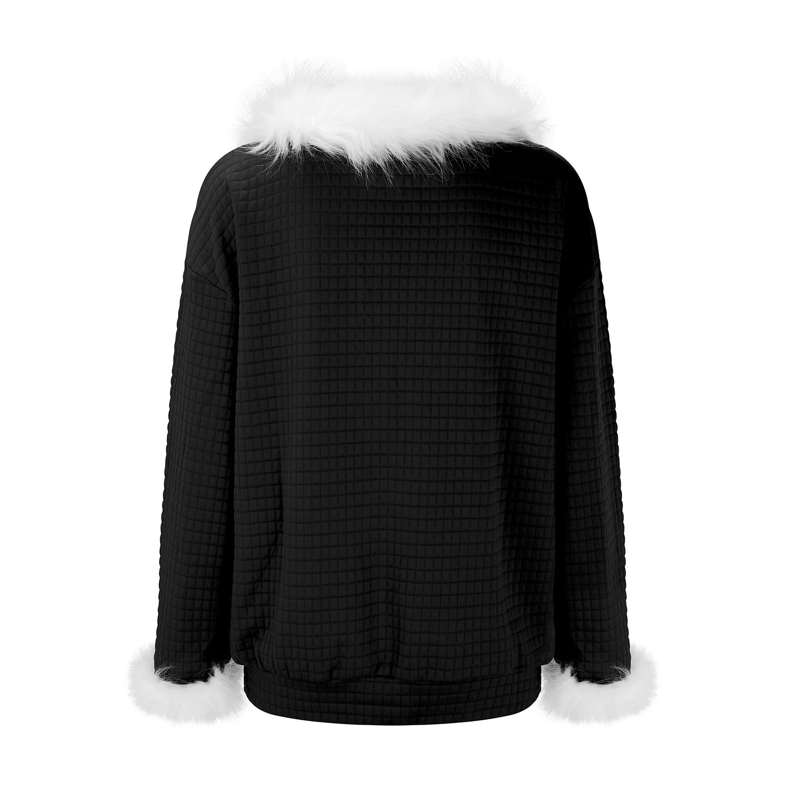 Women's Waffle Knit Christmas Sweater with Faux Fur Trim - Oversized Holiday Hooded Pullover Sweatshirt & Tunic Top for Cozy Winter Outfits | Perfect for Christmas Parties, Family Gatherings & Festive Seasonal Wear