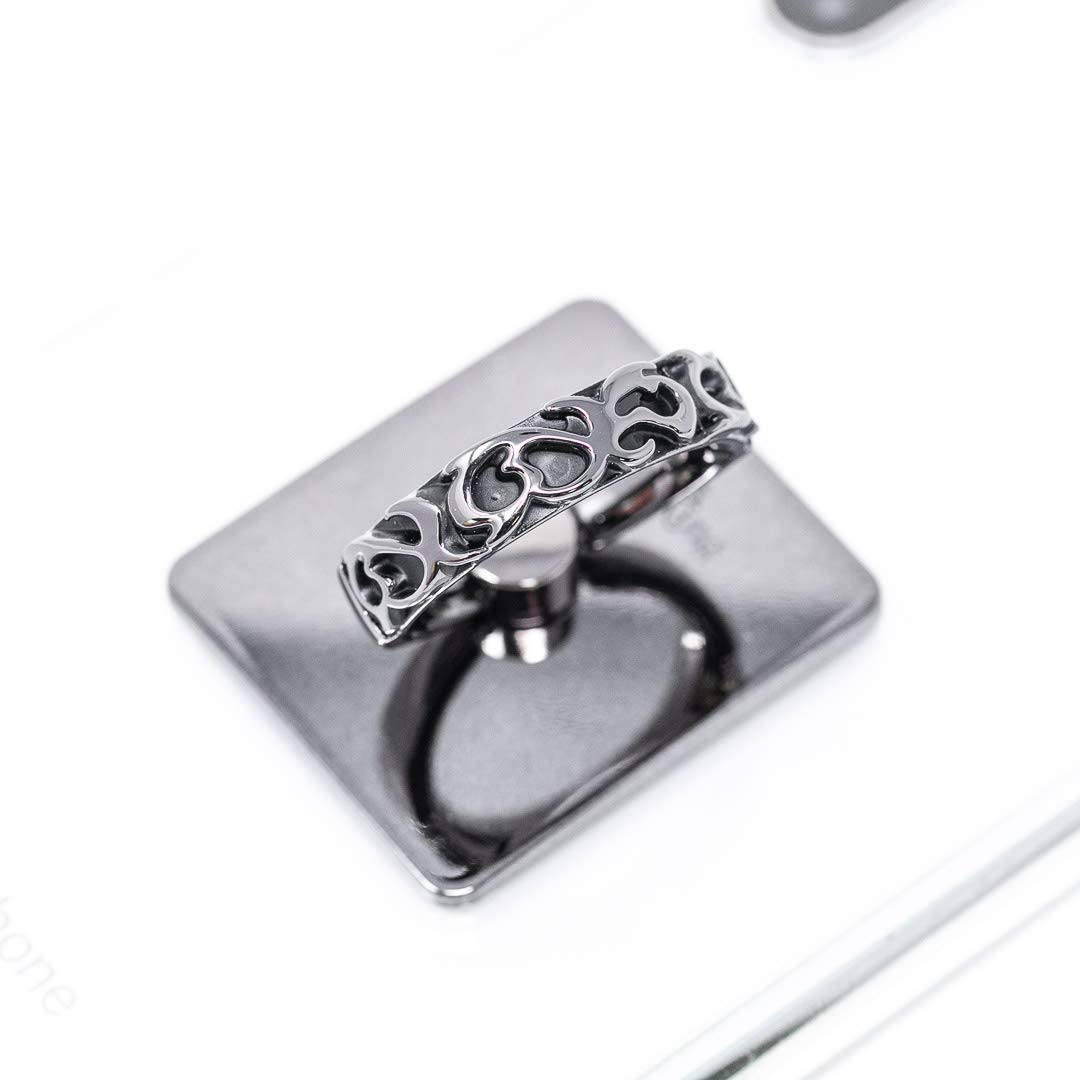 360° Rotating Phone Ring Holder - Metal Black Stand for Secure Grip & Hands-Free Viewing