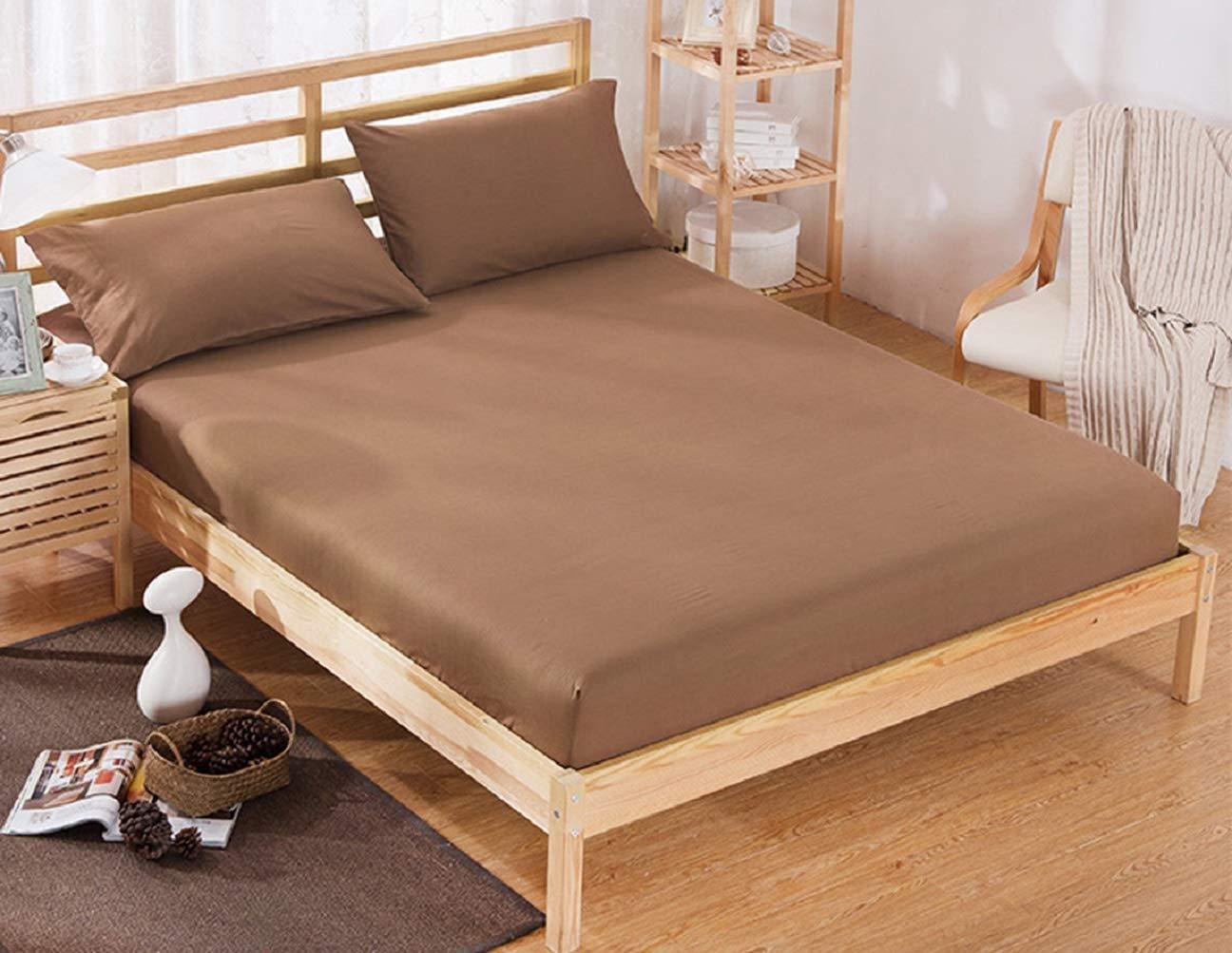 HMQCI Fitted Sheet - 4-Way Stretch Micro-Knit, Snug Fit, Wrinkle Free - Perfect for Standard & Air Bed Mattresses (8