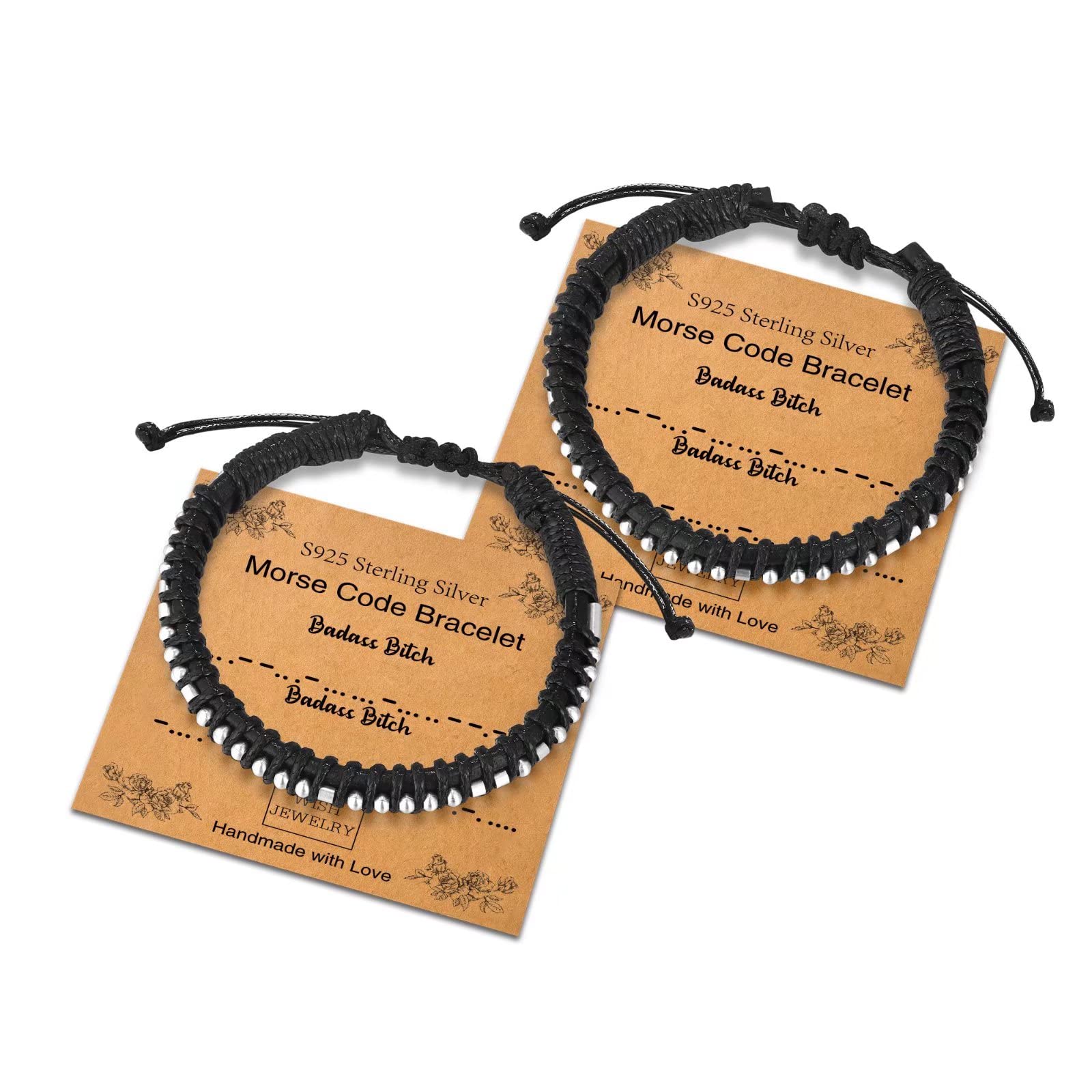 Sterling Silver Morse Code Bracelet for Women & Men - Adjustable Leather Friendship Bracelet with Inspirational Message - Unique Birthday Gift Jewelry for Her, Him, Couples - Perfect for Daily Wear, Special Occasions & Meaningful Gifts