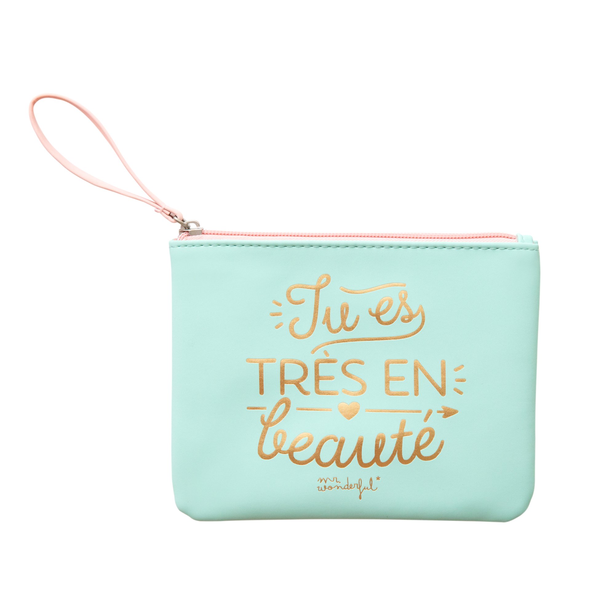 Mr. Wonderful WOA03749FR Waterproof Travel Toiletry Bag - You Are Beautiful Cosmetic Organizer for Women, Perfect Makeup Pouch for Vacation, Gym & Business Trips