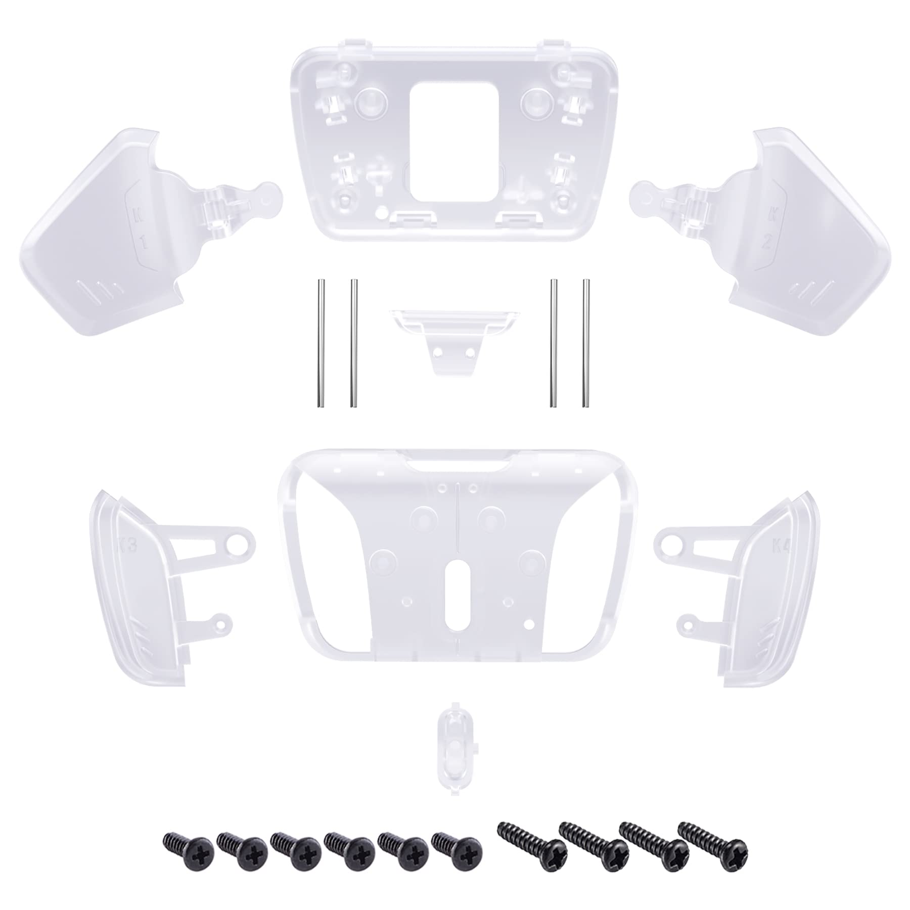 eXtremeRate K1 K2 K3 K4 Back Button Replacement for PS5 Controller - Transparent Back Buttons for Rise4 Remap Kit (No Remap Board/Cables/Case) - Perfect for Gaming, Streaming & Competitive Play
