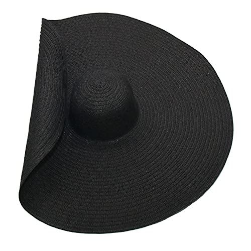 Stylish Women's Wide Brim Sun Hat - UPF 50+ UV Protection Summer Beach Hat with Foldable Design (15 Colors Available) - Perfect for Beach Vacations, Pool Parties & Outdoor Activities (Black)