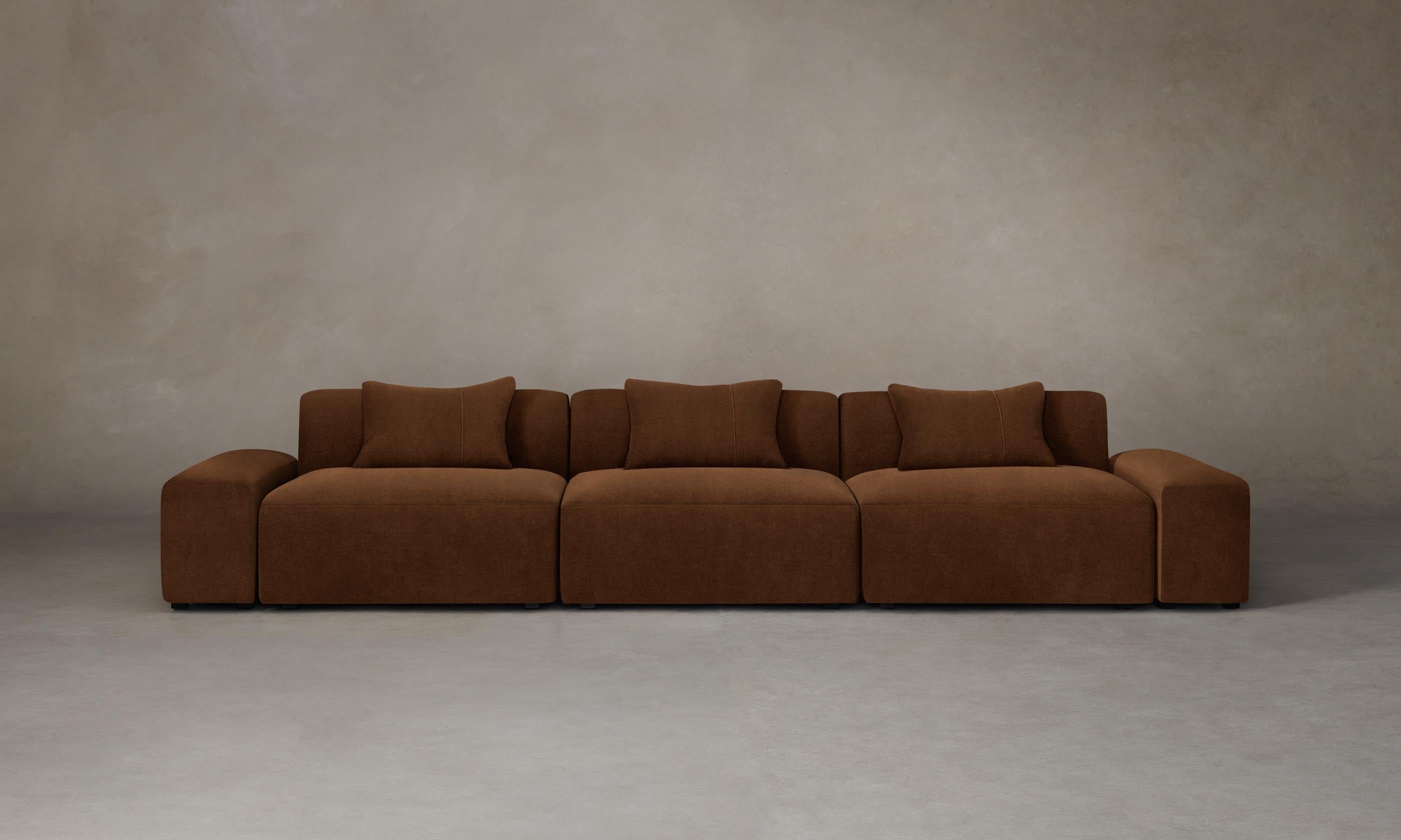 Breuer Modular Sofa - Performance Velvet Upholstery in Cider Color | Modern Sectional Couch for Living Room, Lounge & Office Spaces