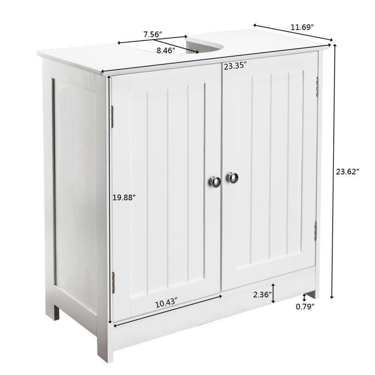 Under Sink Vanity Cabinet - Double Door Bathroom Storage Organizer with Shelf for Basin & Toiletries - Perfect for Small Bathroom Organization & Space Saving