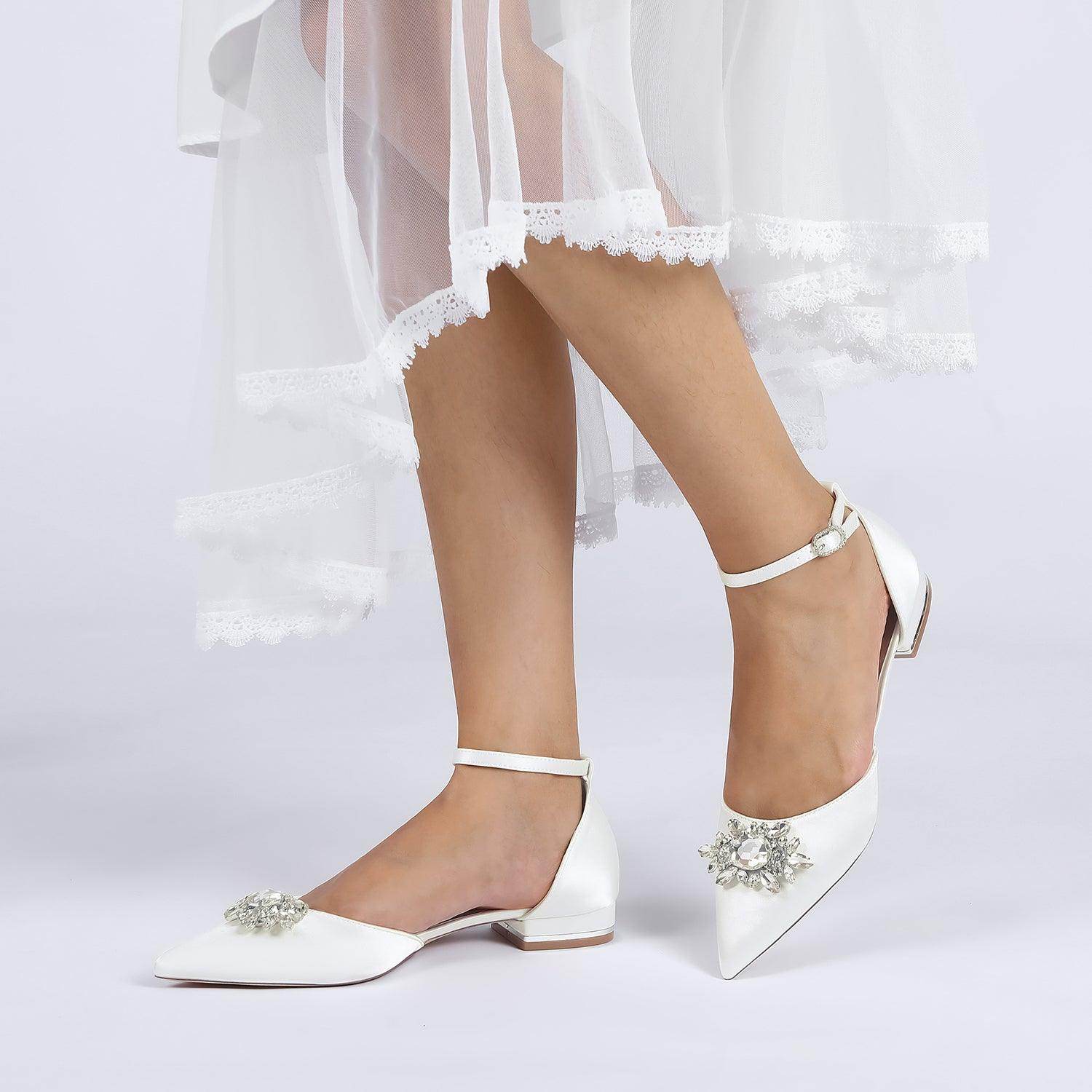 2.5cm Flat Heel Silk-Like Comfortable Shoes CK0458 - Perfect for Office, Wedding & Daily Wear