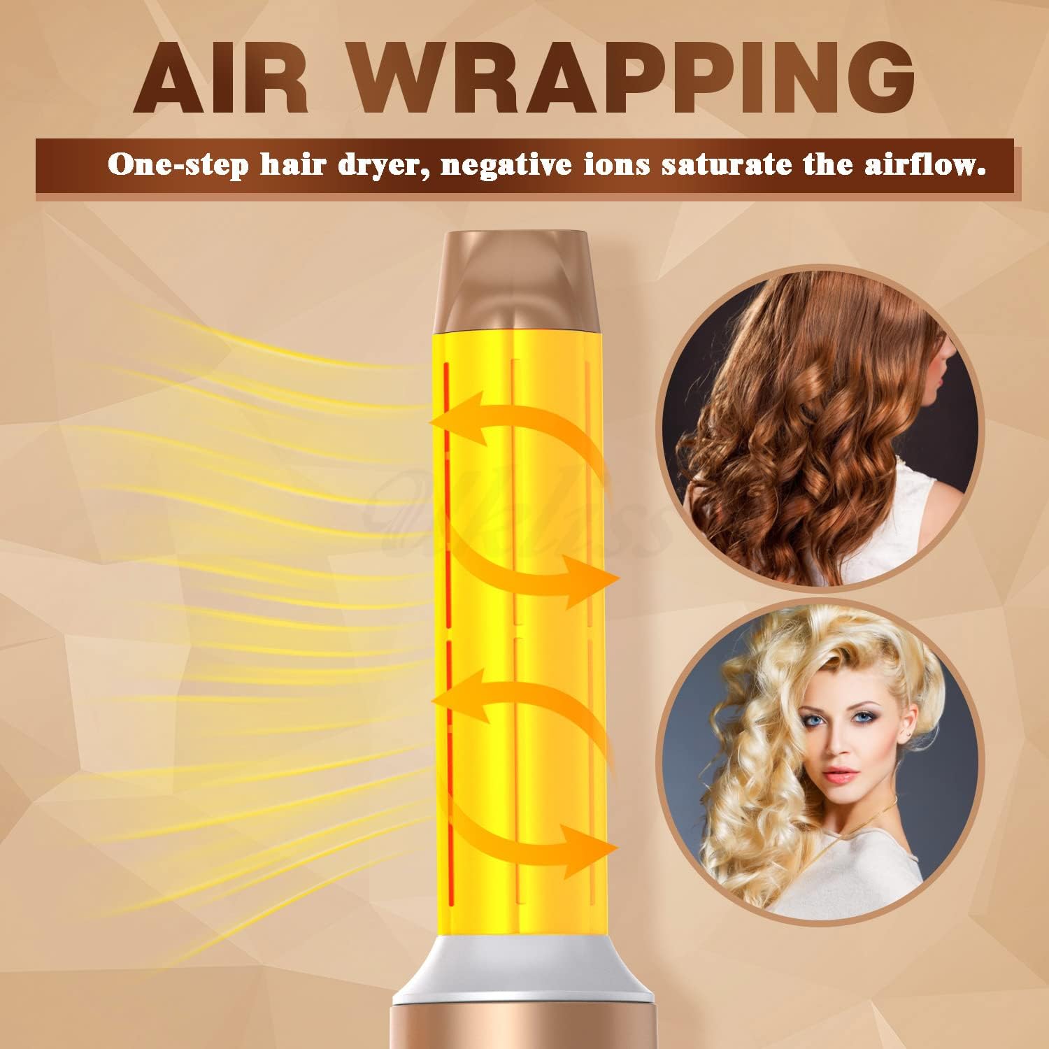 Professional 7-in-1 Hair Styling Kit with Hot Air Brush, Curling Wand & Straightener - Ionic Blow Dryer Set for Salon-Quality Styling at Home - Perfect for Travel, Daily Use & Special Occasions (White)