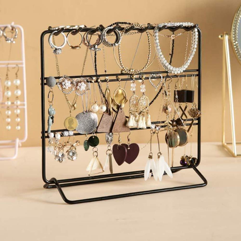 Stylish Jewelry Organizer & Holder for Earrings, Necklaces & Bracelets - Black | Perfect for Travel, Vanity & Closet Storage