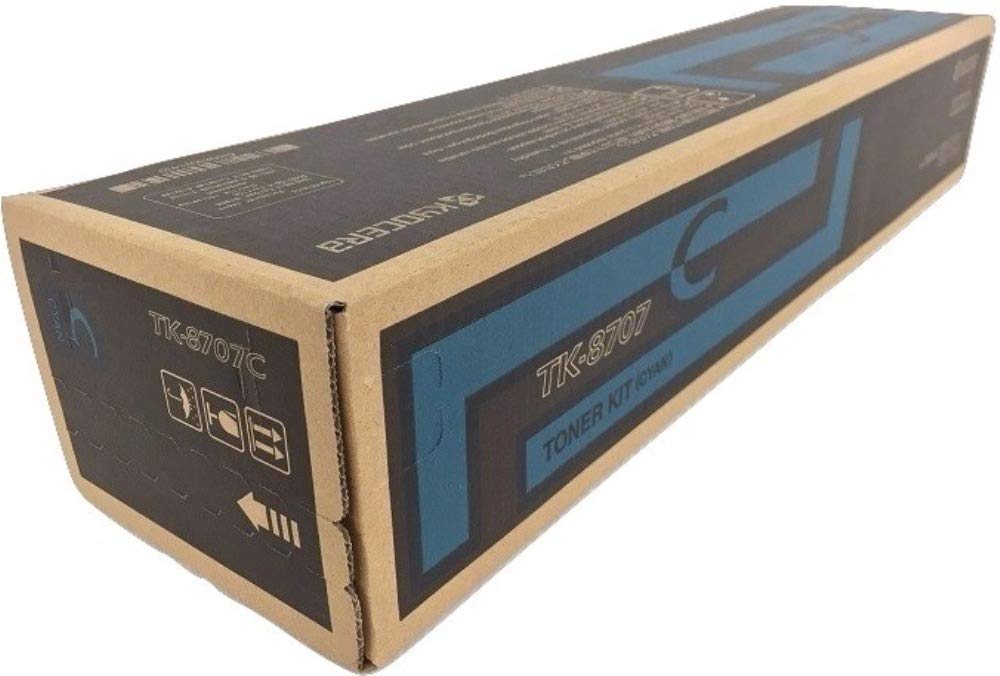 Kyocera TK-8707C Cyan Toner Cartridge (1T02K9CUS0) - Compatible with Kyocera TASKalfa 6550ci, 6551ci, 7550ci, 7551ci Color Laser Printers - Ideal for Office Printing, High-Quality Color Documents & Professional Graphics