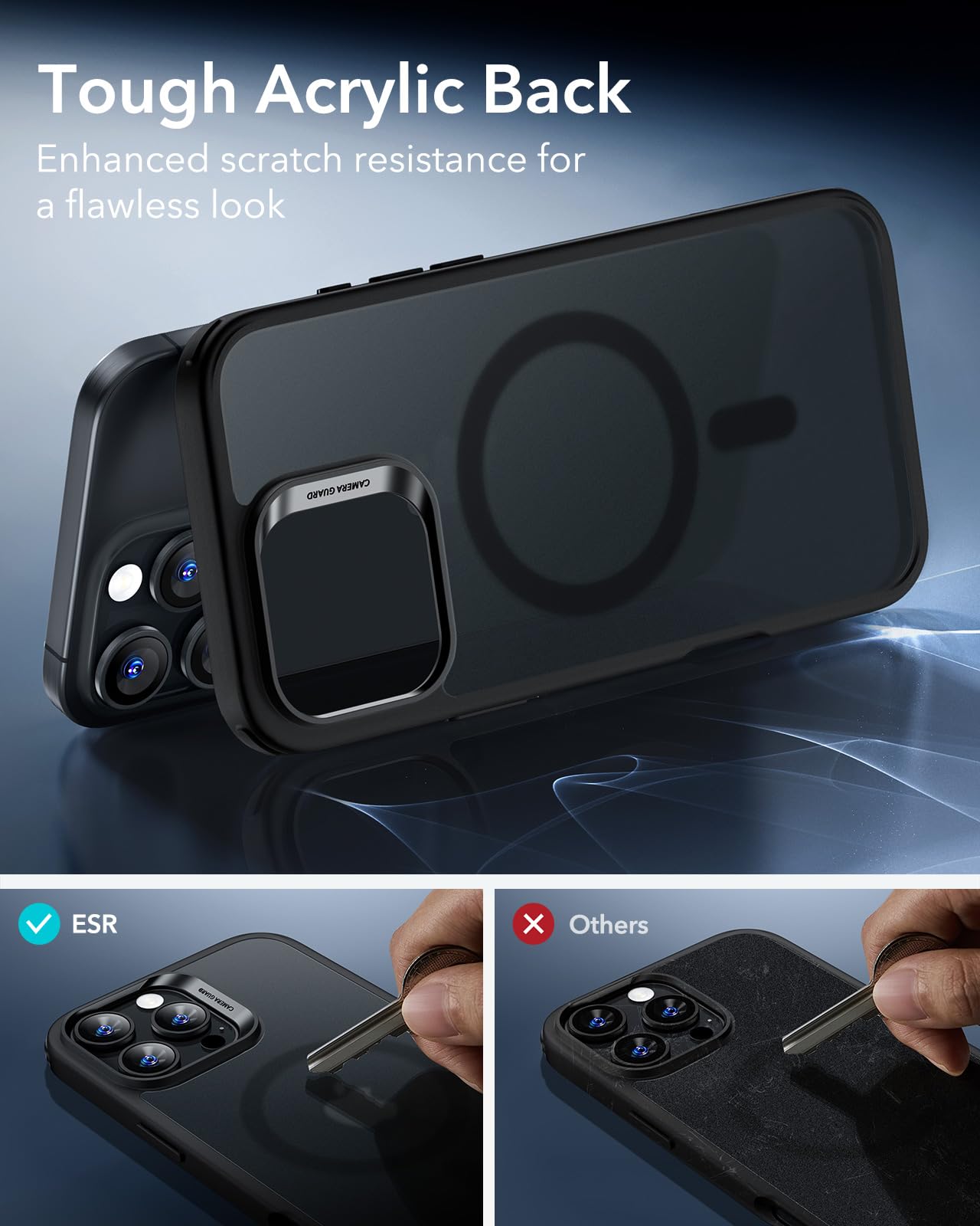 ESR Magnetic Phone Case for iPhone 16 Pro - Military-Grade Shockproof Protection, MagSafe Compatible, HaloLock Hybrid Design in Frosted Black | Perfect for Everyday Use, Travel & Outdoor Activities