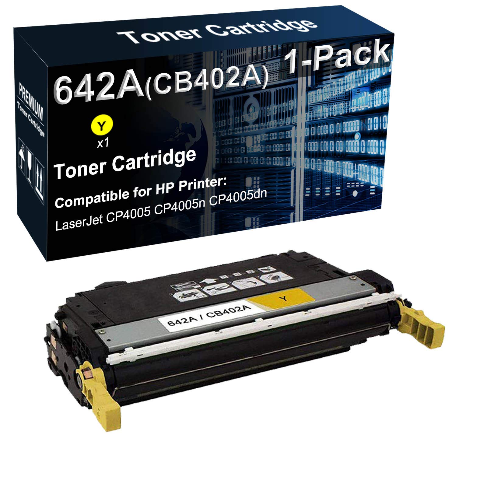 1-Pack High-Yield Yellow Toner Cartridge Replacement for HP CB402A/642A - Compatible with CP4005, CP4005n, CP4005dn Printers | Perfect for Office & Home Printing Needs