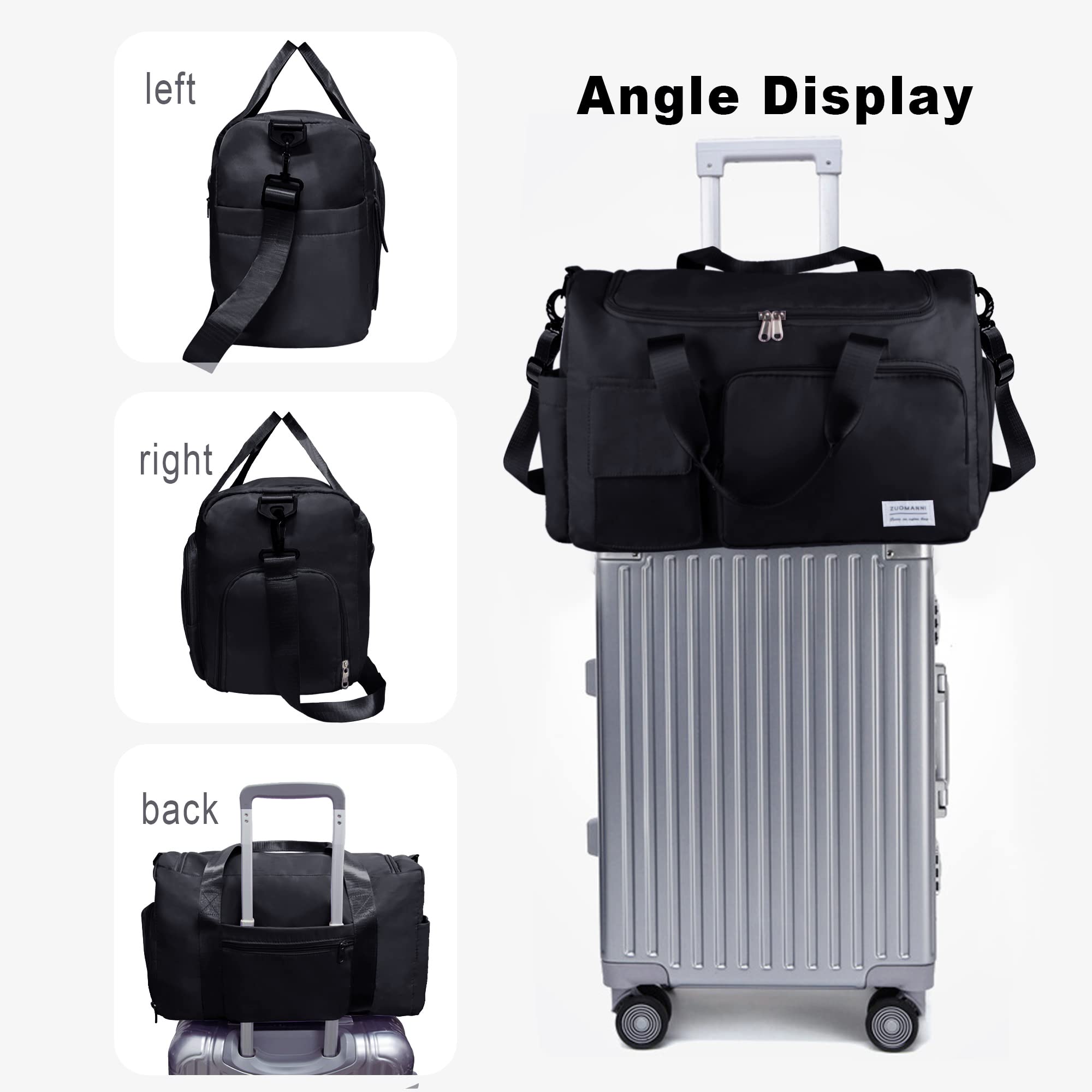 Waterproof Travel Duffel Bag for Women & Men - Large Weekender Overnight Bag with Shoe Compartment, Clear Cosmetic Bag & Shoe Bag (3-Piece Set, Black) - Perfect for Gym, Business Trips & Weekend Getaways