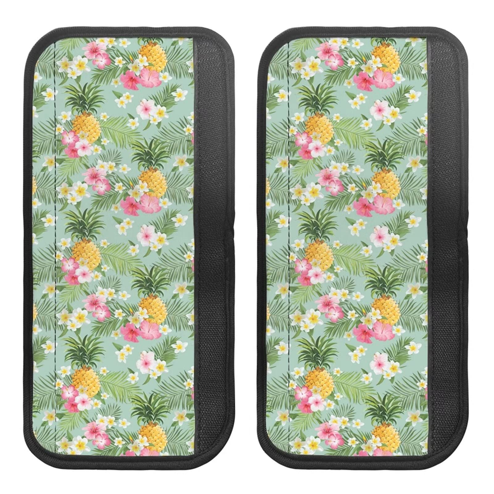 COEQINE Tropical Pineapple Print Refrigerator Door Handle Covers - 2PCS Set for Fridge, Microwave, Dishwasher & Oven - Soft Cloth Kitchen Appliance Protectors with Decorative Design - Perfect for Home & Kitchen Decor